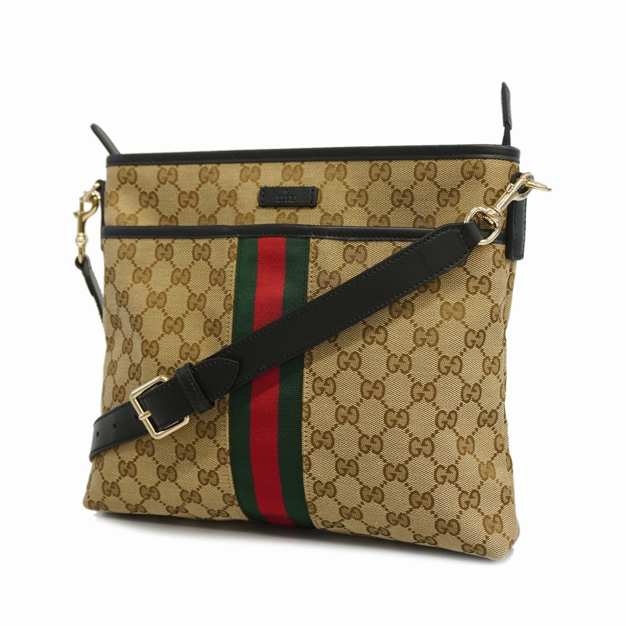 GUCCI  Sherry Line 388926 Unisex GG Canvas,Leather Shoulder Bag Beige,Black
