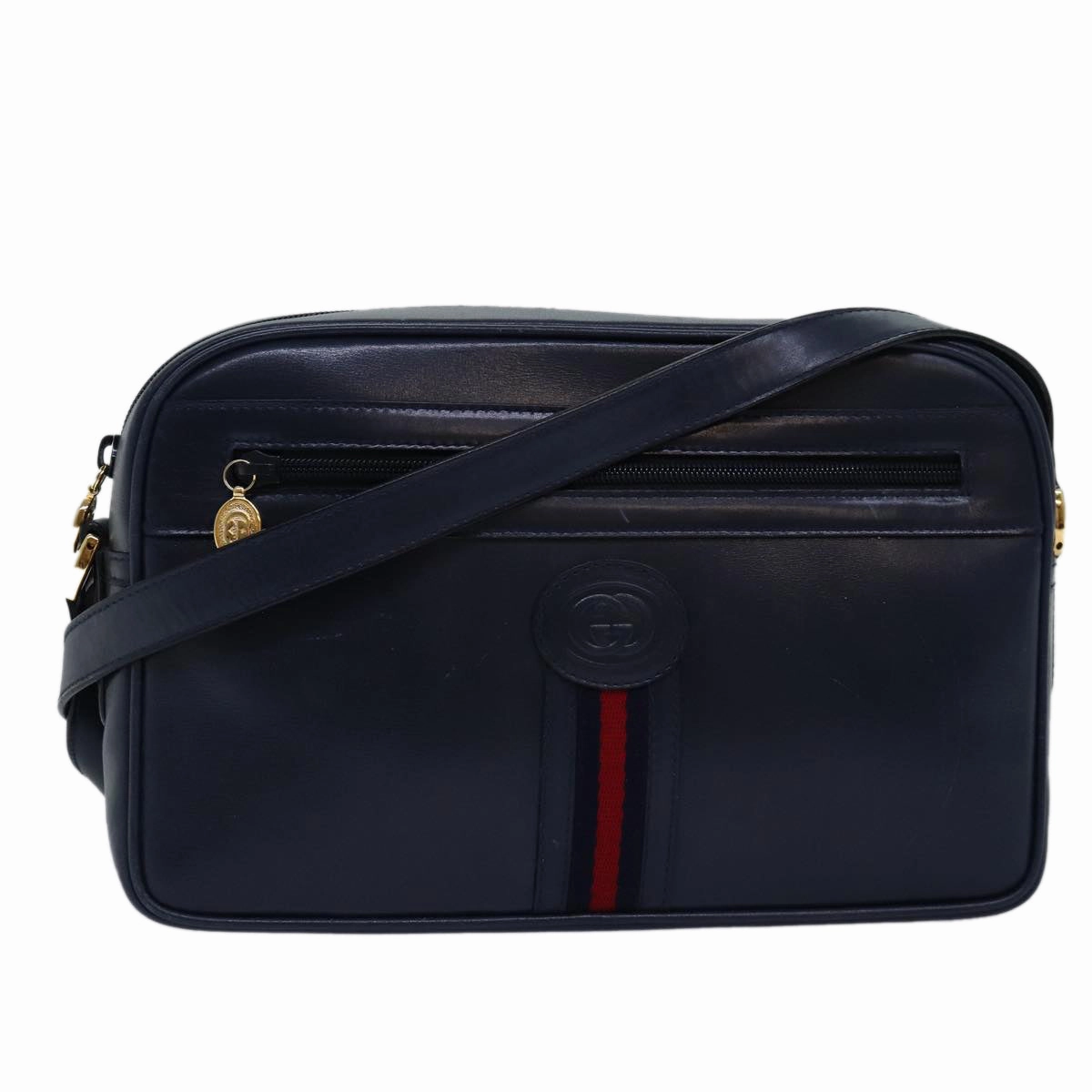 GUCCI Sherry Line Shoulder Bag Leather Navy 001 23 0942  ep4572