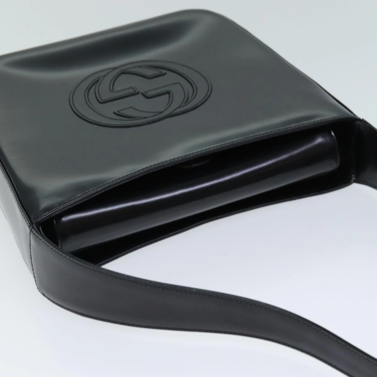 GUCCI Shoulder Bag Enamel Black 000 1013 0506  ep4698