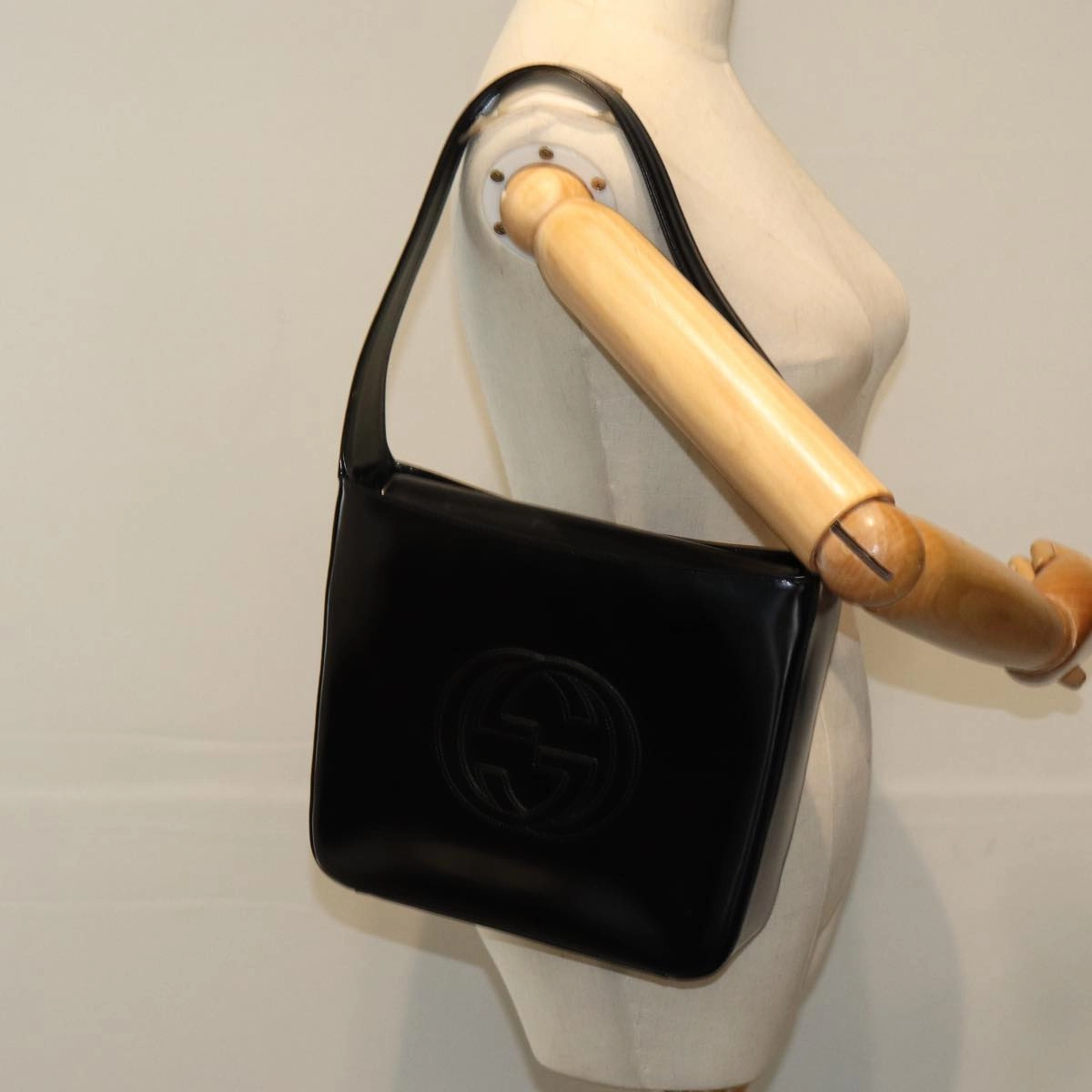 GUCCI Shoulder Bag Enamel Black 000 1013 0506  ep4698