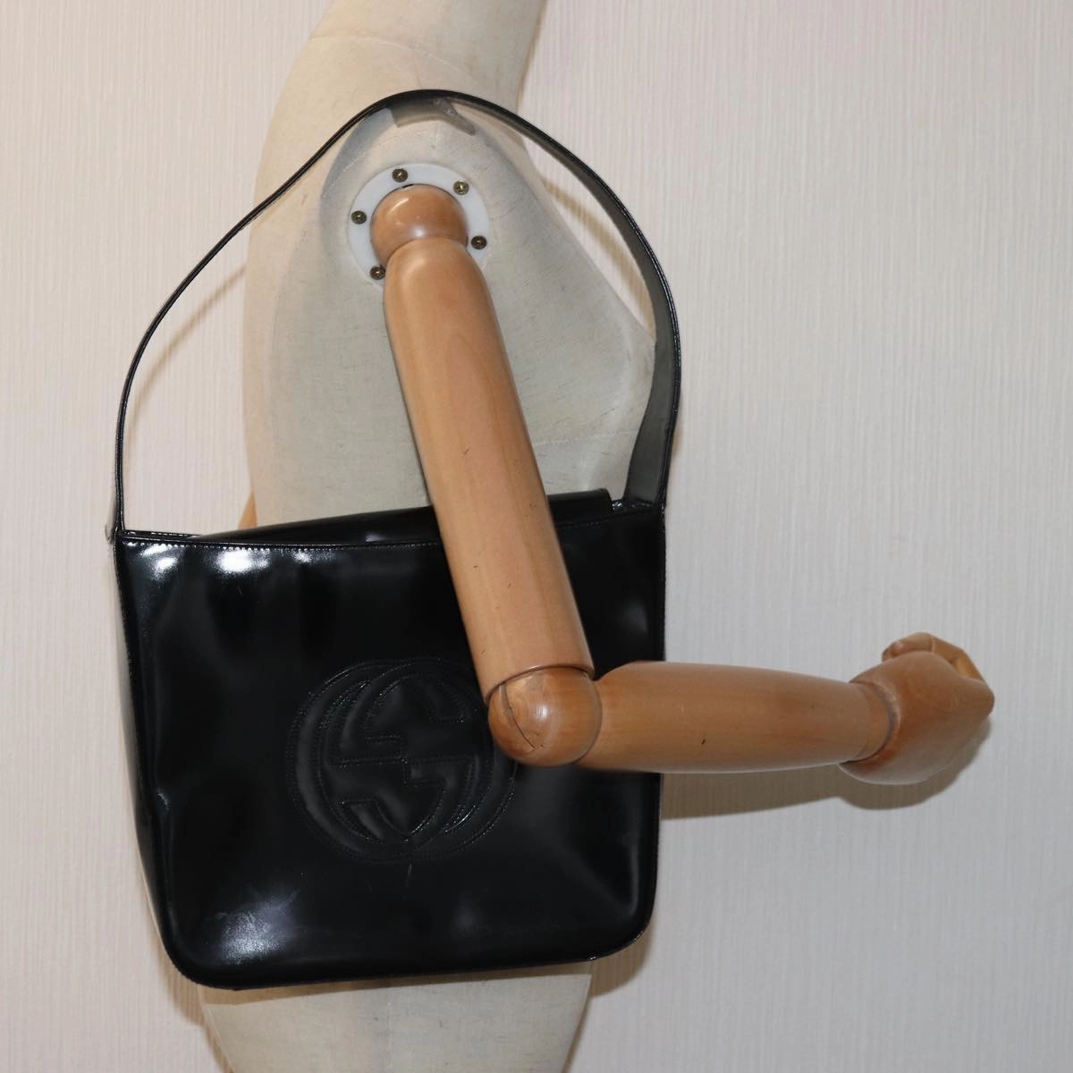 GUCCI Shoulder Bag Enamel Black 000 1013 0506  ep4738