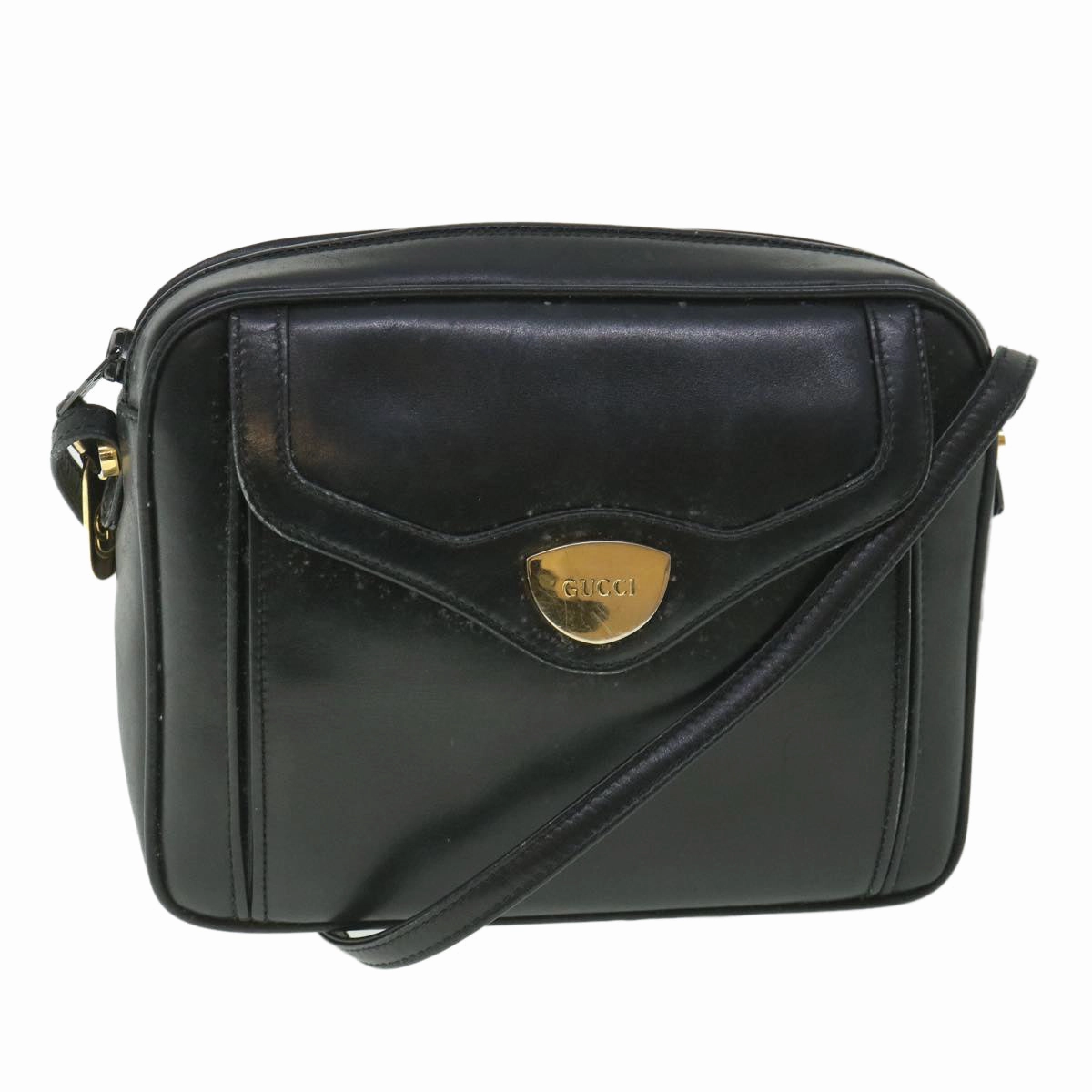 GUCCI Shoulder Bag Leather Black  56692