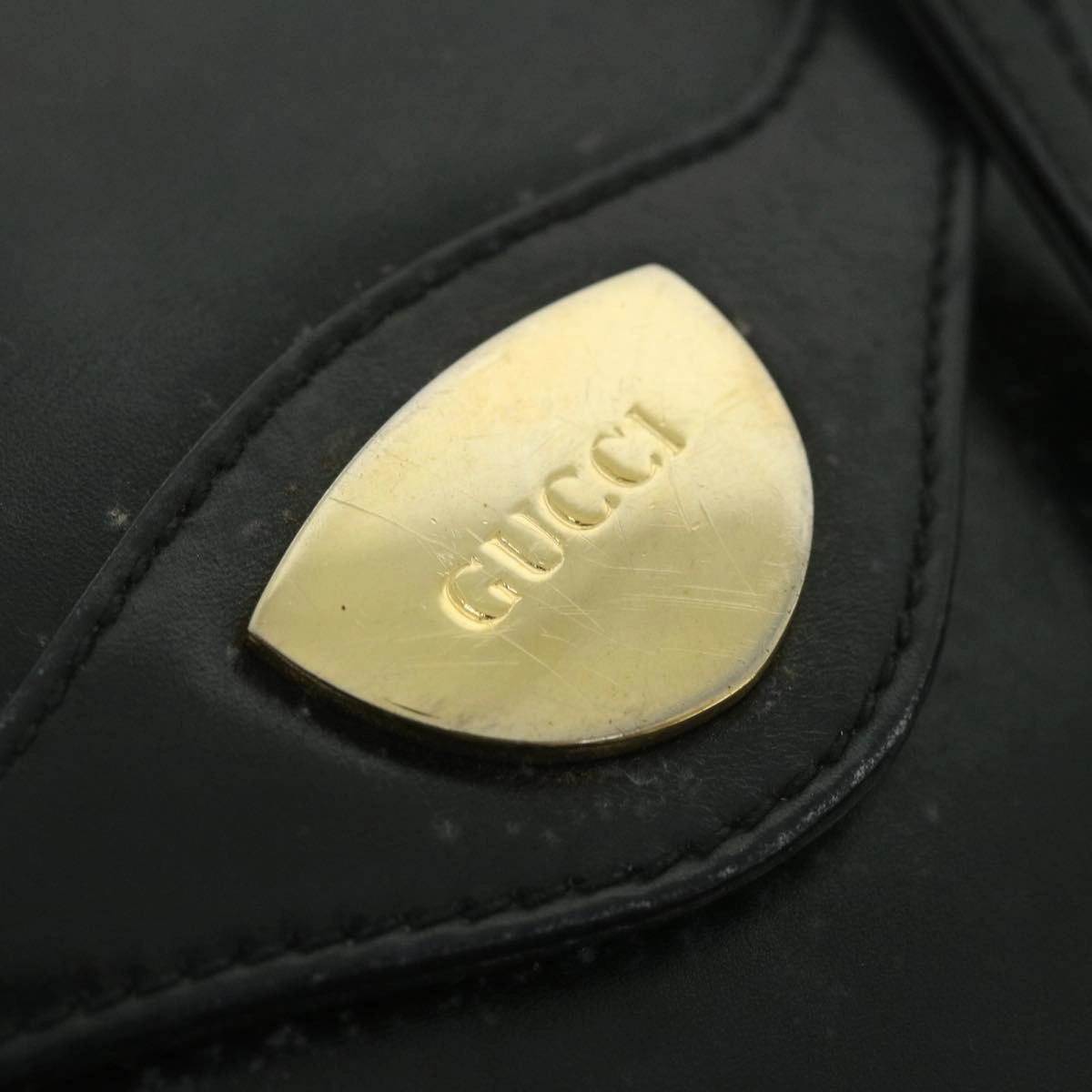 GUCCI Shoulder Bag Leather Black  56692
