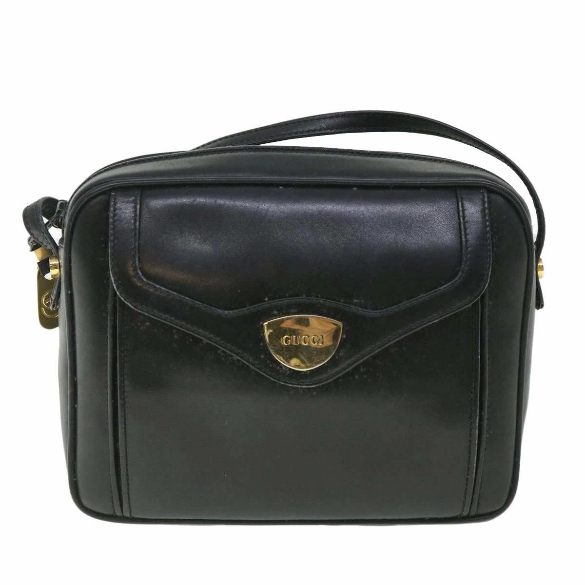 GUCCI Shoulder Bag Leather Black  56692