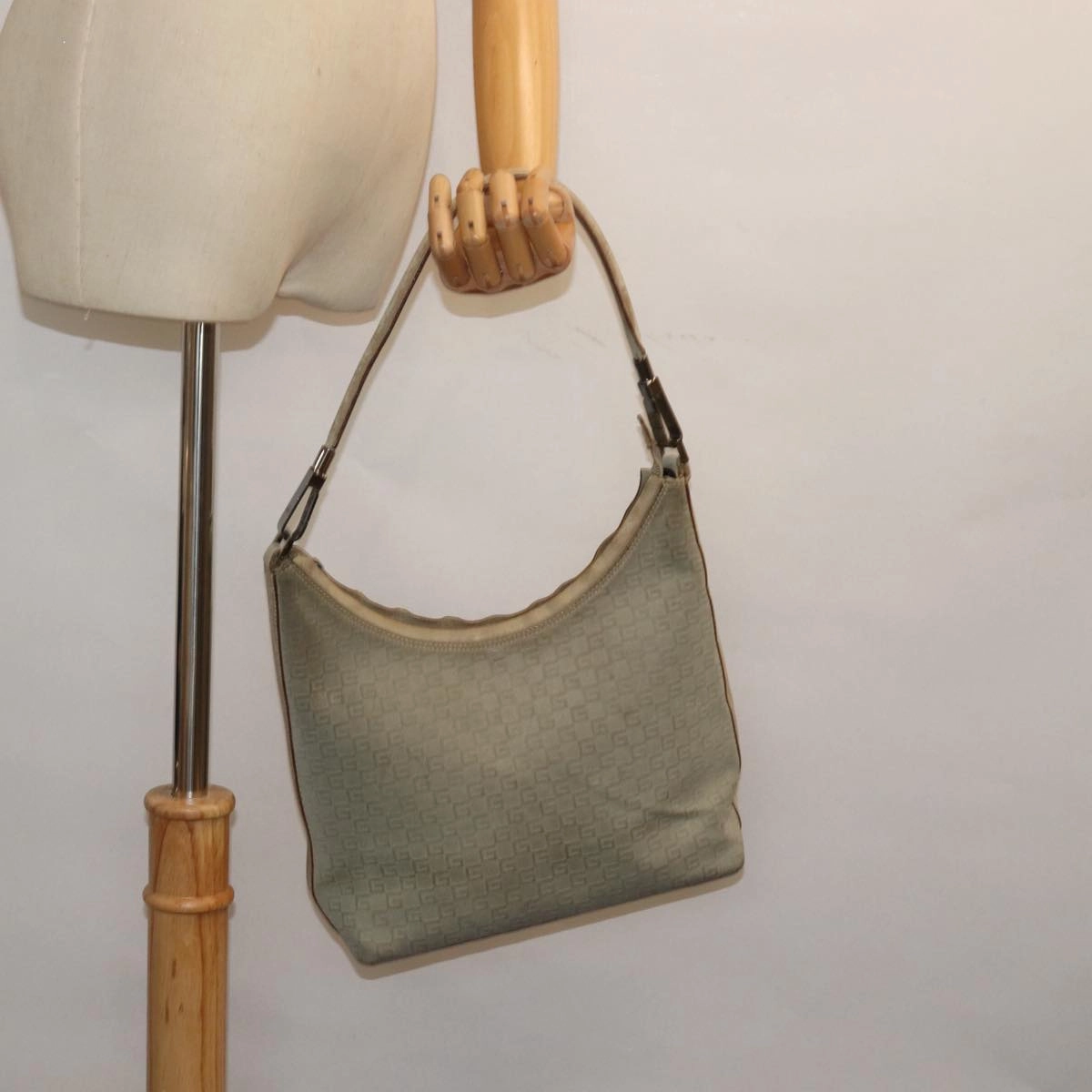 GUCCI Shoulder Bag Suede Beige 28335  77828