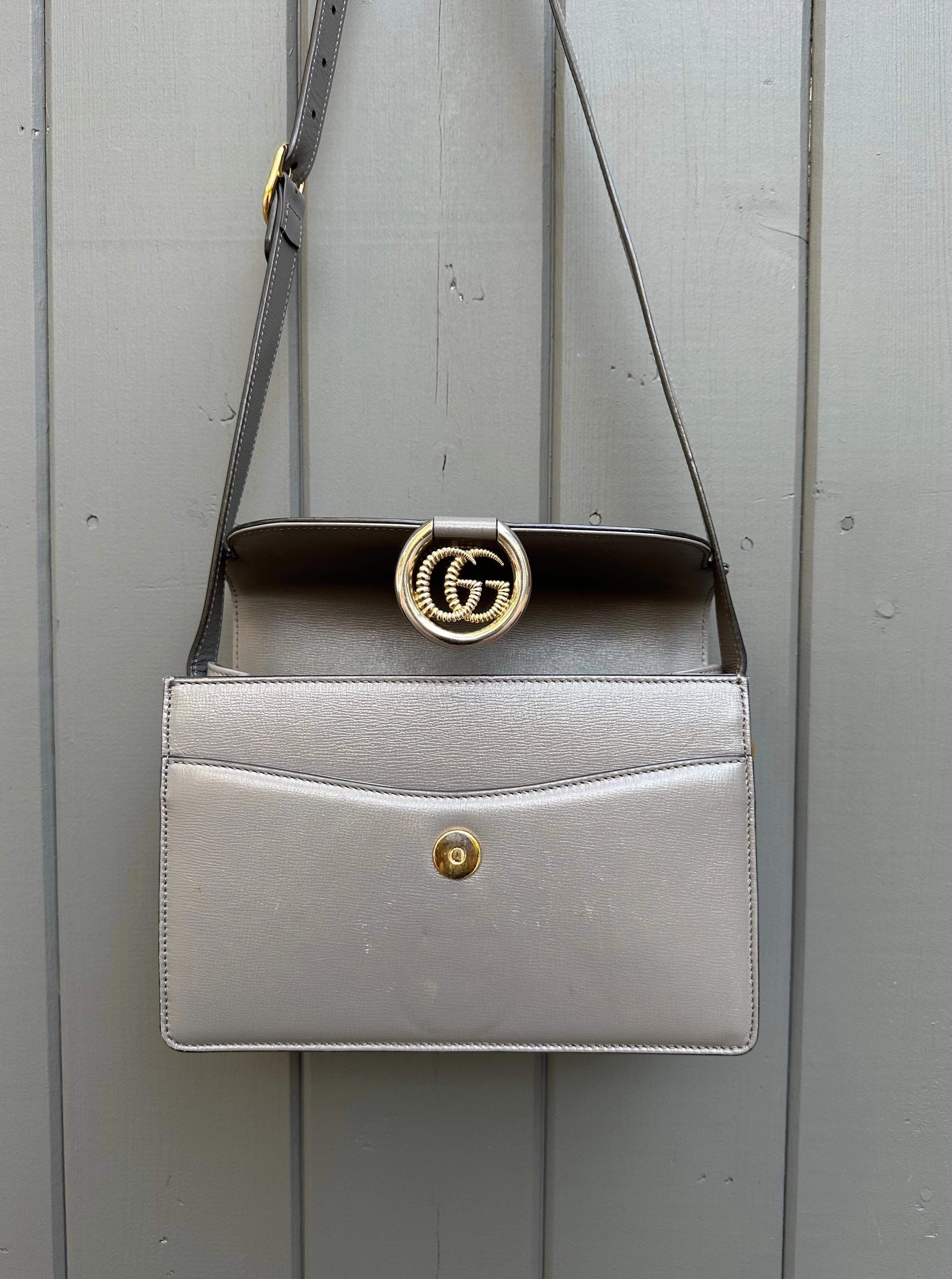 GUCCI Small GG Ring Leather Shoulder Bag