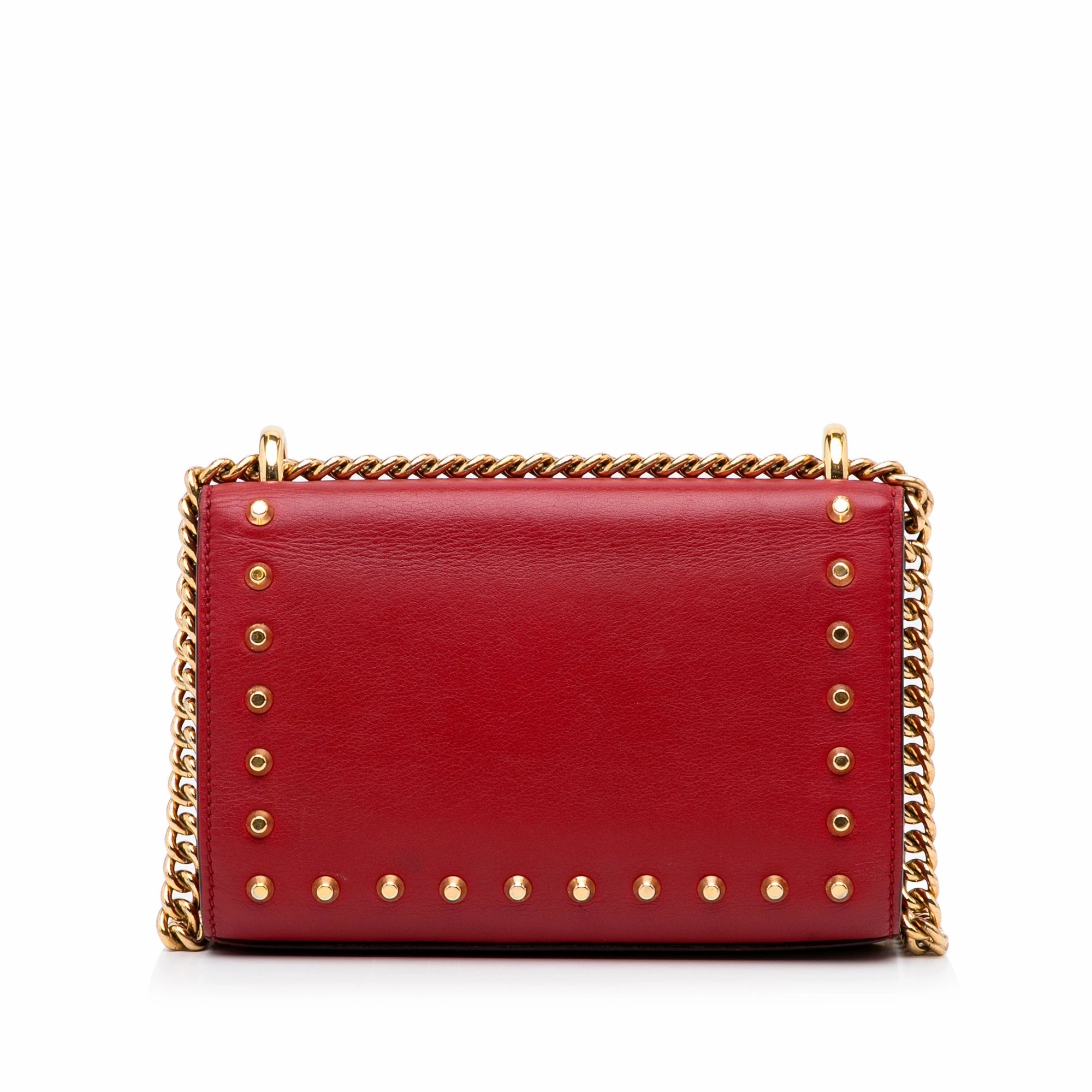 Gucci Small Leather Pearl Studded Padlock Crossbody Bag