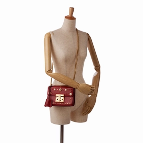 Gucci Small Leather Pearl Studded Padlock Crossbody Bag