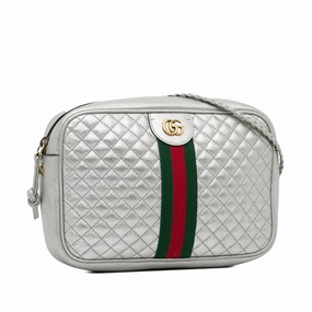 Gucci Small Leather Web Trapuntata Crossbody (SHG-DXltON)