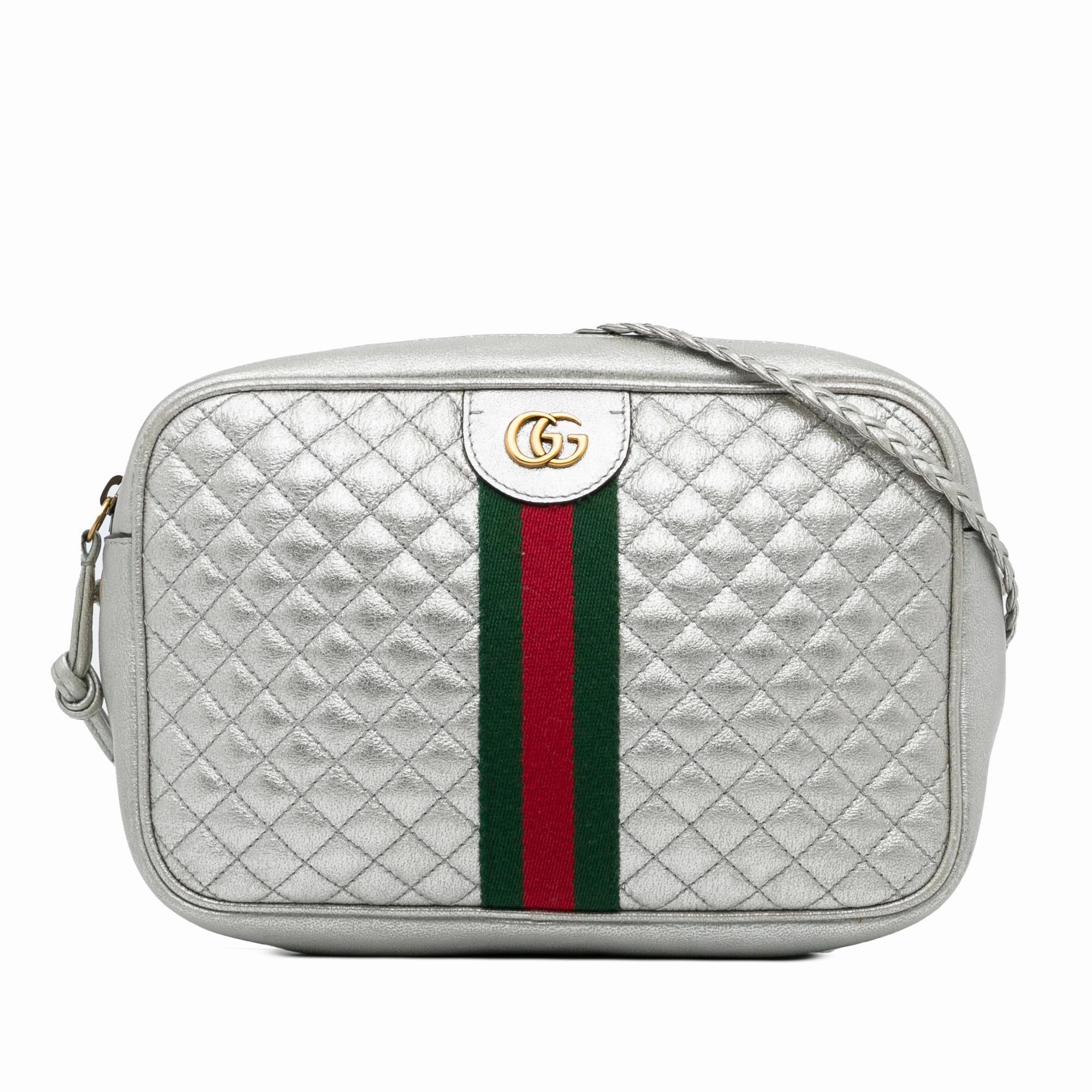 Gucci Small Leather Web Trapuntata Crossbody (SHG-DXltON)