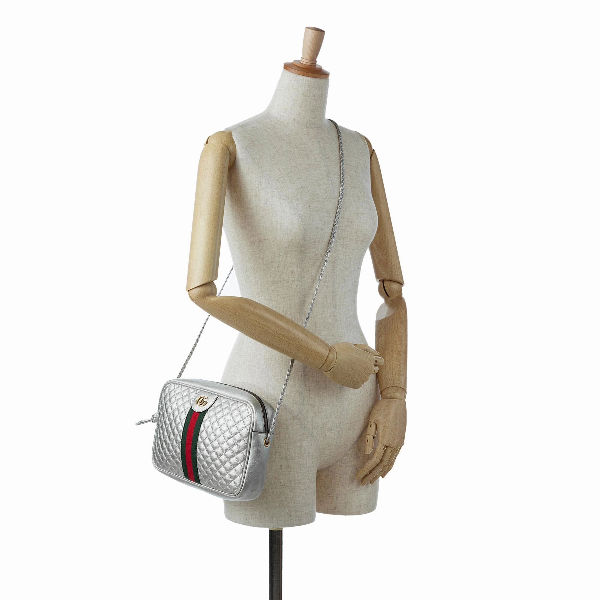 Gucci Small Leather Web Trapuntata Crossbody (SHG-DXltON)