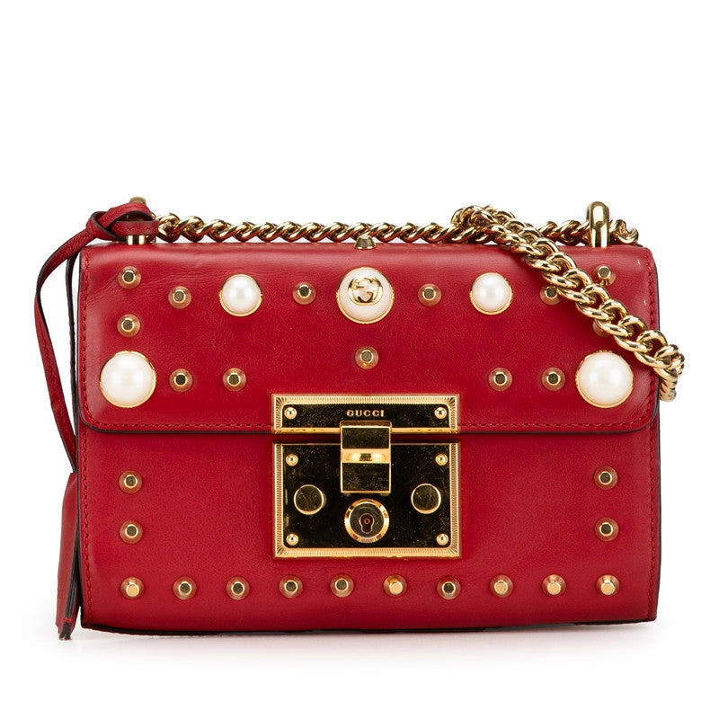 Gucci Studded Faux Pearl Chain Shoulder Bag