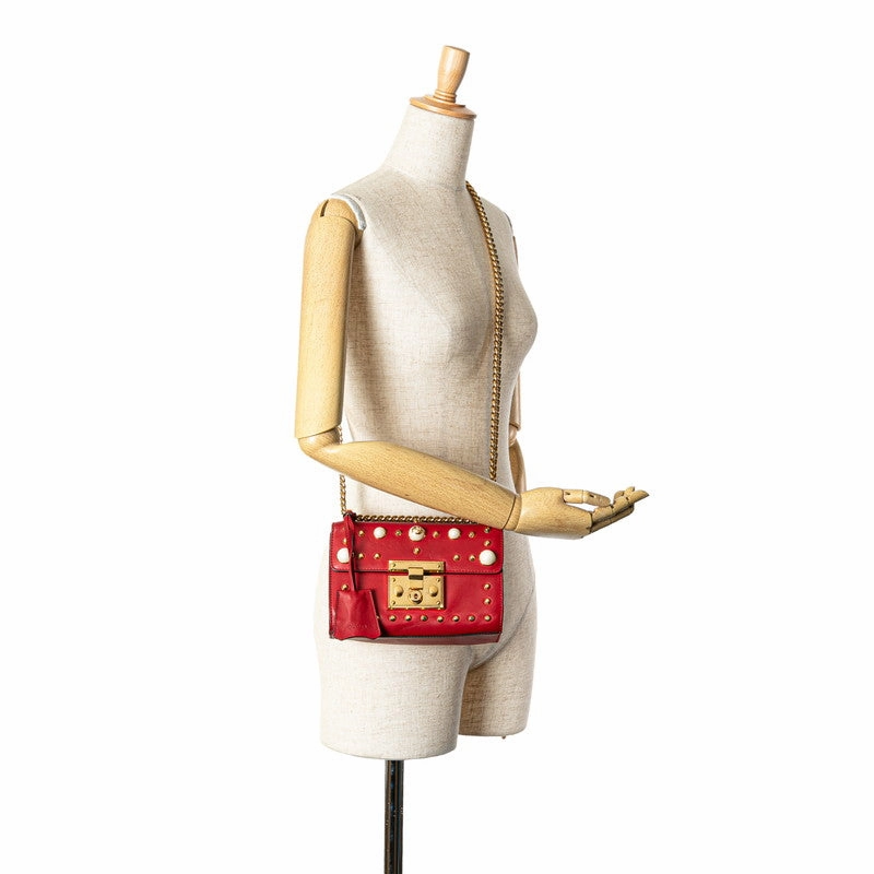Gucci Studded Faux Pearl Chain Shoulder Bag