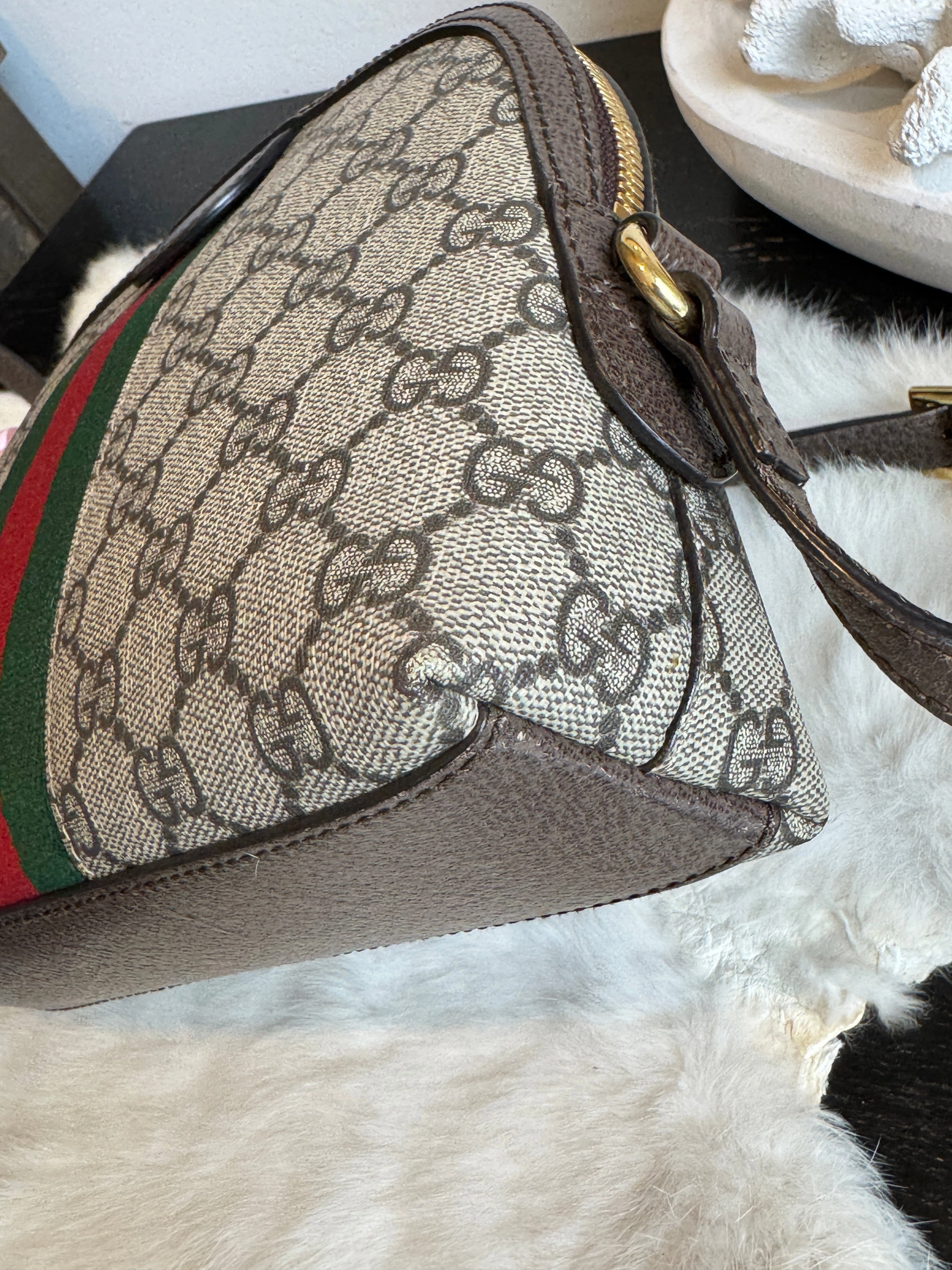 GUCCI Supreme Ophidia Round Top Crossbody Bag