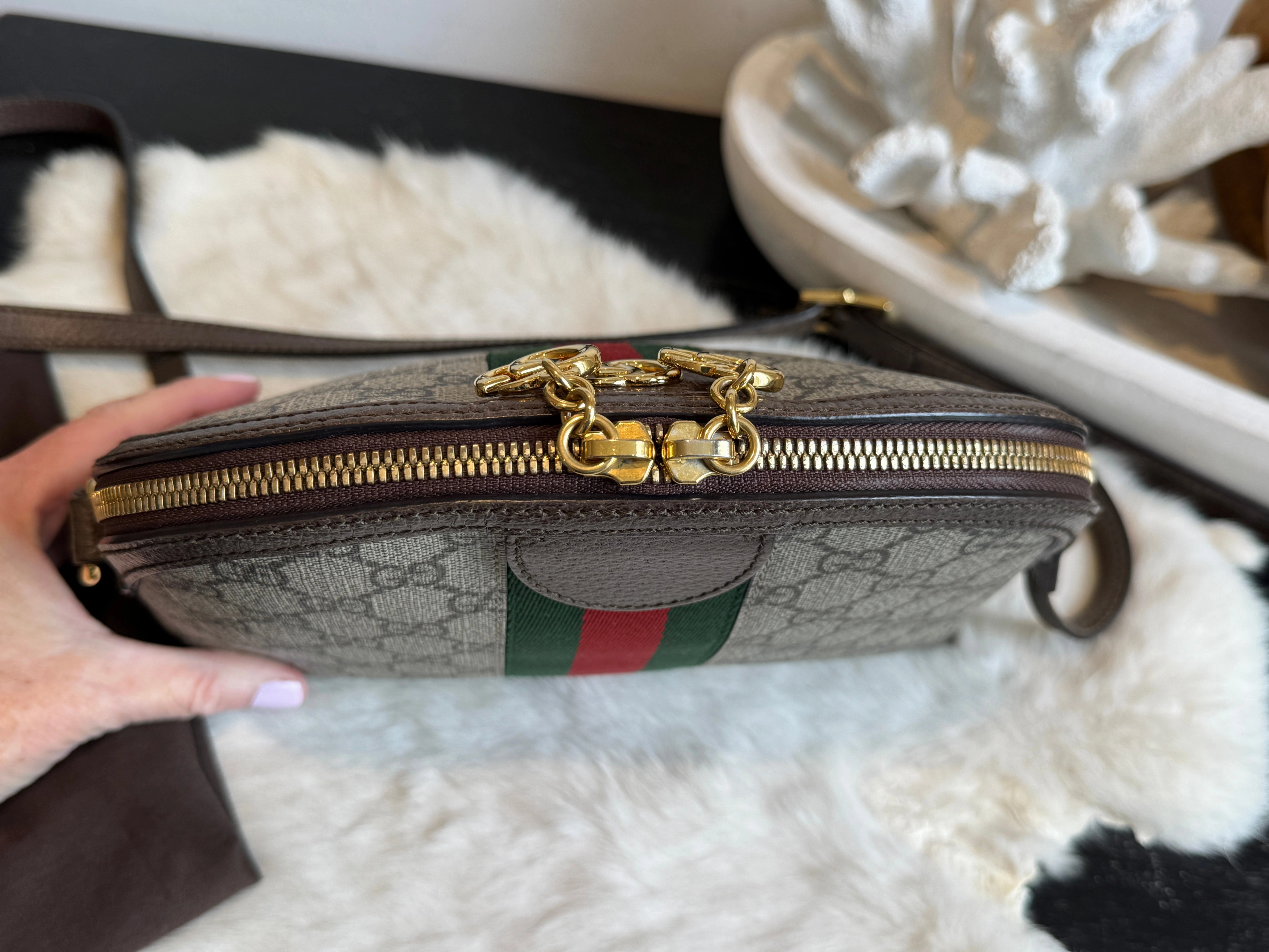 GUCCI Supreme Ophidia Round Top Crossbody Bag