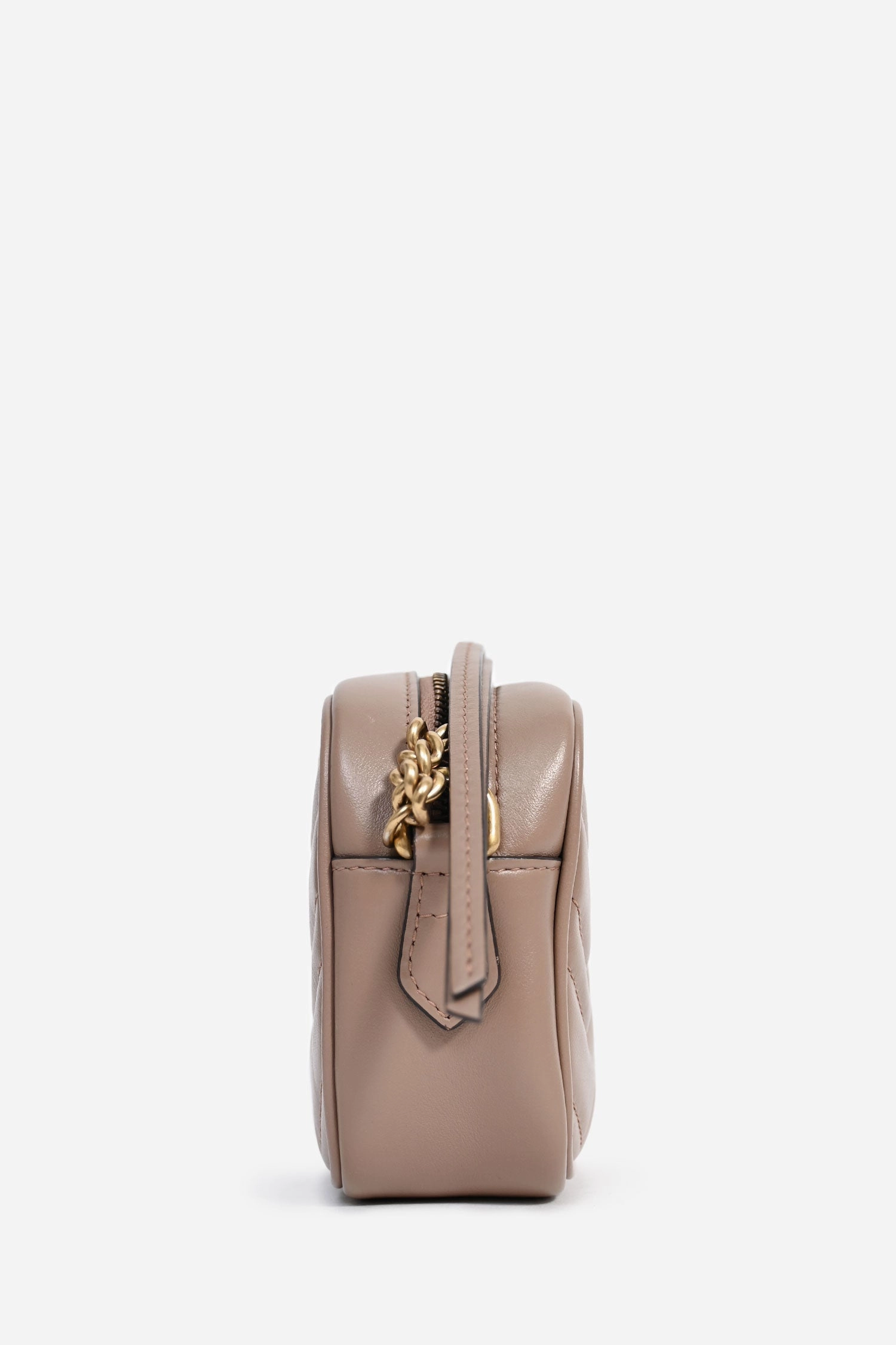Gucci Taupe Chevron Leather Camera Crossbody (As Is)
