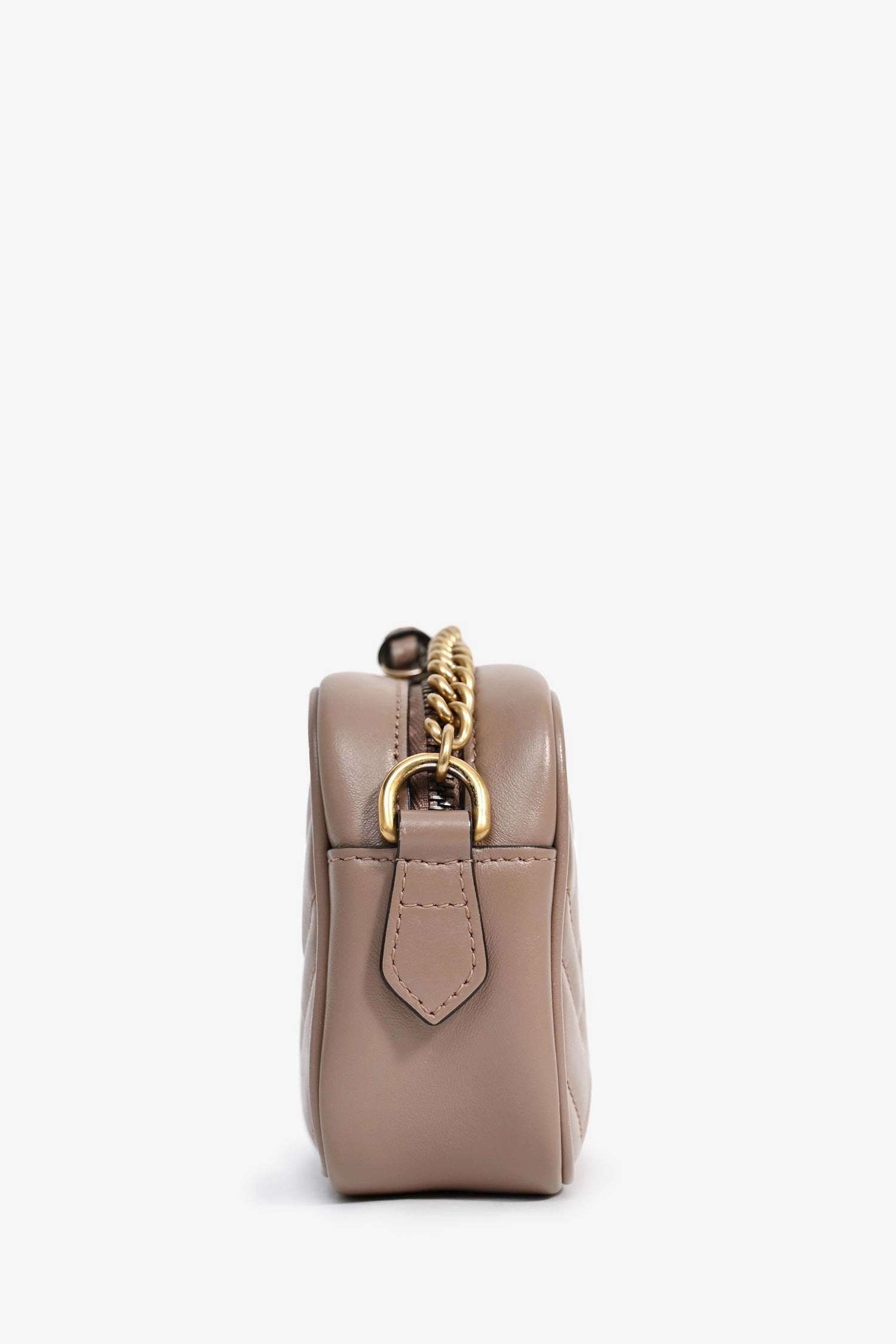 Gucci Taupe Chevron Leather Camera Crossbody (As Is)