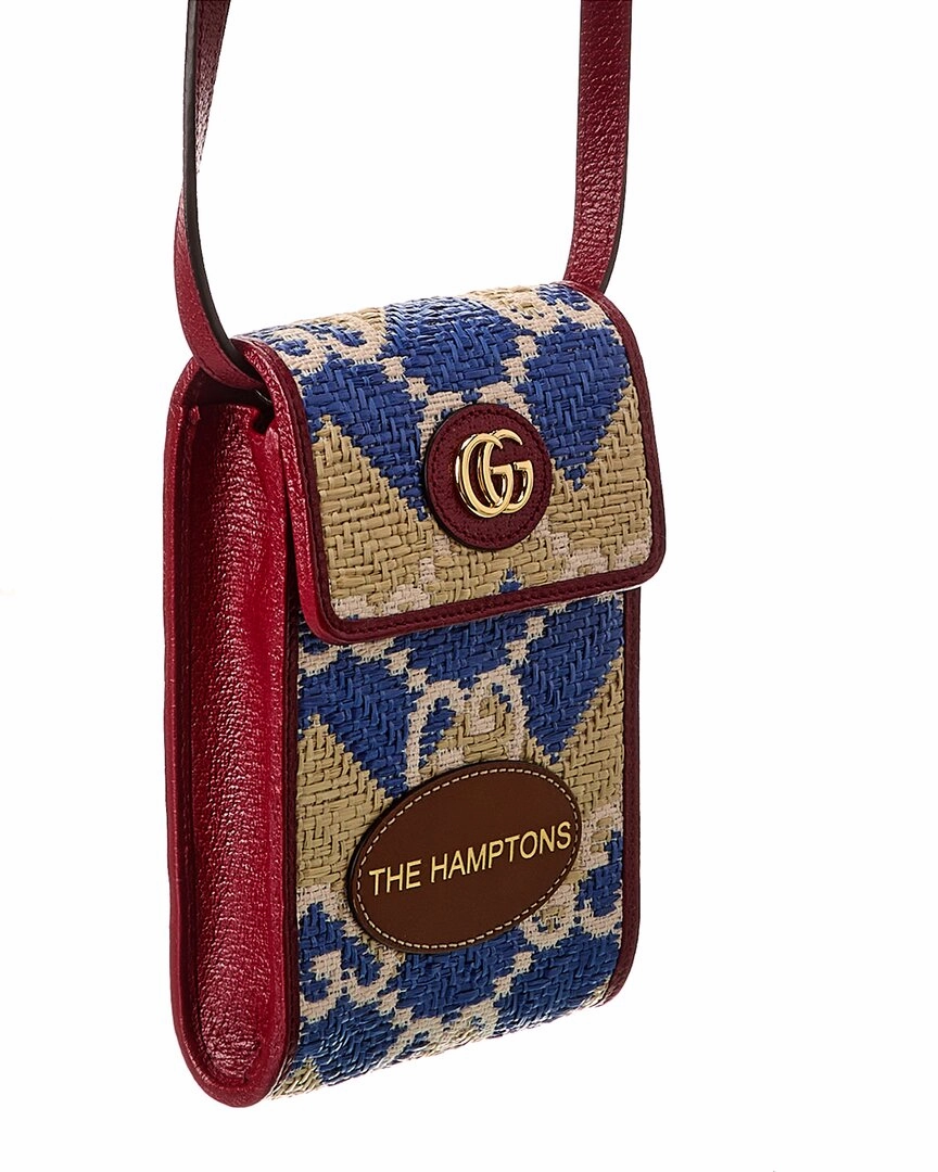 Gucci The Hamptons Straw & Leather Crossbody