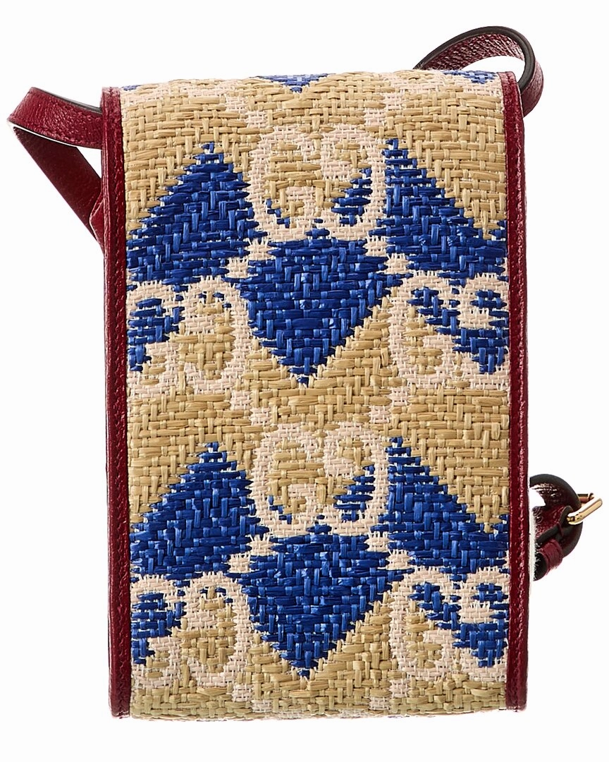 Gucci The Hamptons Straw & Leather Crossbody