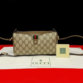 Gucci Vintage Leather Shoulder Bag Brown