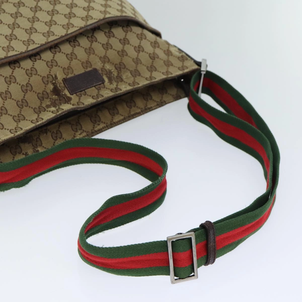 GUCCI Web Sherry Line GG Canvas Shoulder Bag Red Beige Green 189751  yt998