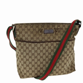 GUCCI Web Sherry Line GG Canvas Shoulder Bag Red Beige Green 189751  yt998