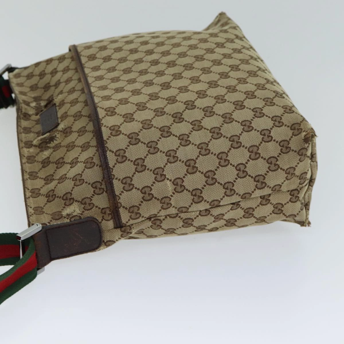 GUCCI Web Sherry Line GG Canvas Shoulder Bag Red Beige Green 189751  yt998