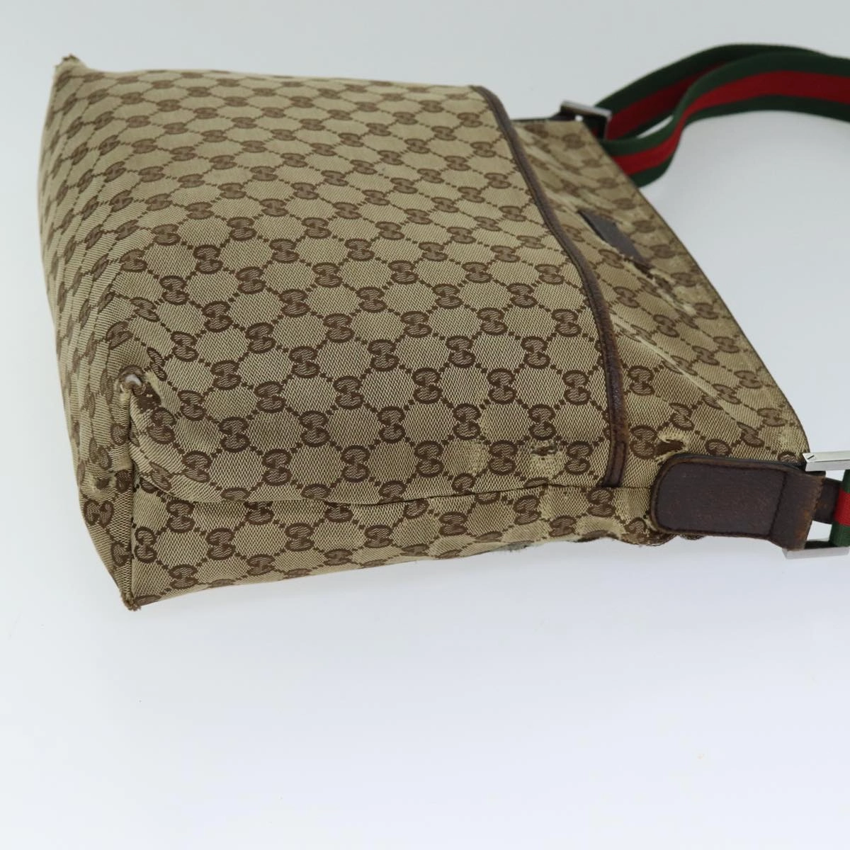 GUCCI Web Sherry Line GG Canvas Shoulder Bag Red Beige Green 189751  yt998