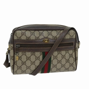 GUCCI Web Sherry Line GG Supreme Shoulder Bag PVC Beige Red 89 02 004  75563