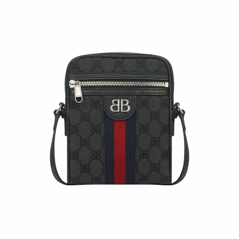 Gucci X Balenciaga The Hacker Project Shoulder Zip Bag Black