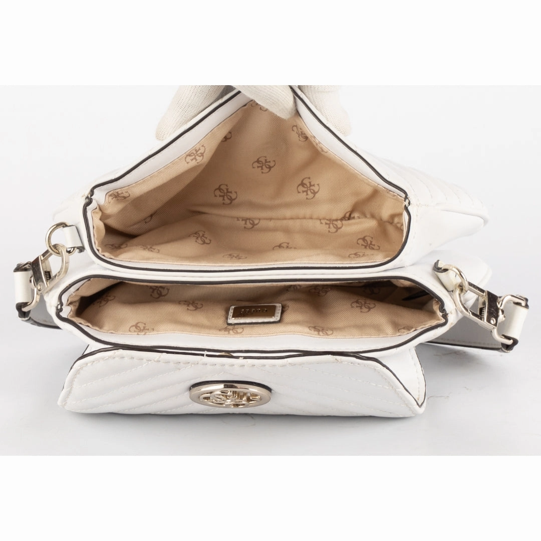 Guess White Quilted Shoulder Bag