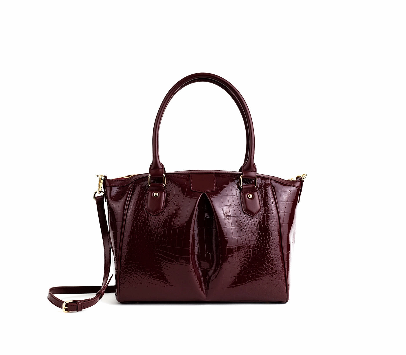 Gunas New York Madison Burgundy Croc Vegan Shoulder Bag
