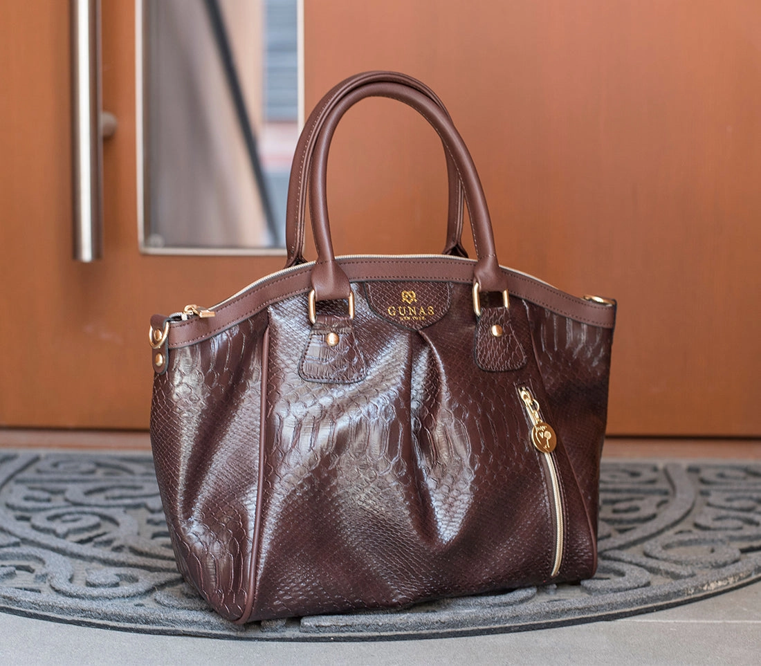 Gunas New York Madison Burgundy Croc Vegan Shoulder Bag