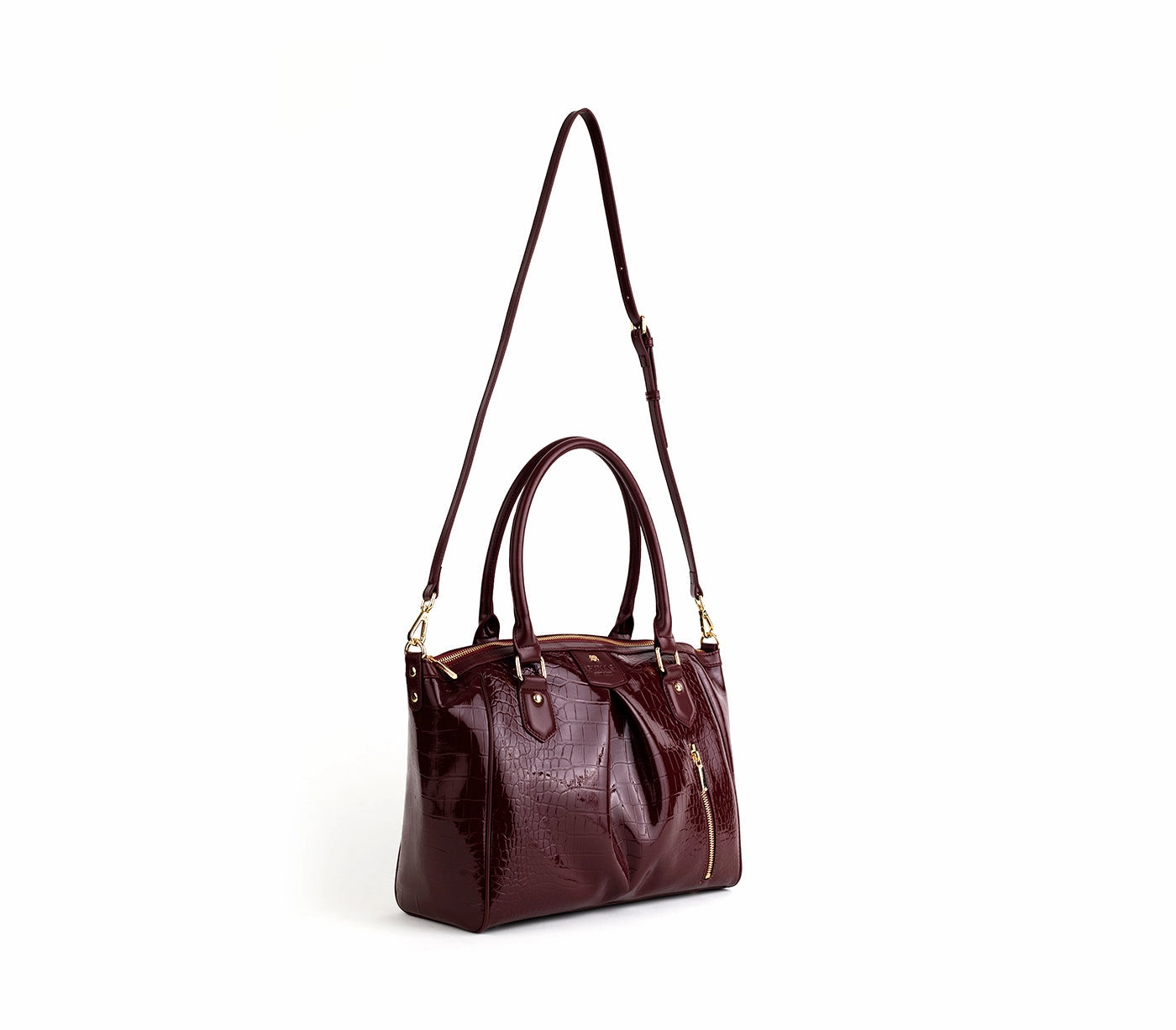 Gunas New York Madison Burgundy Croc Vegan Shoulder Bag