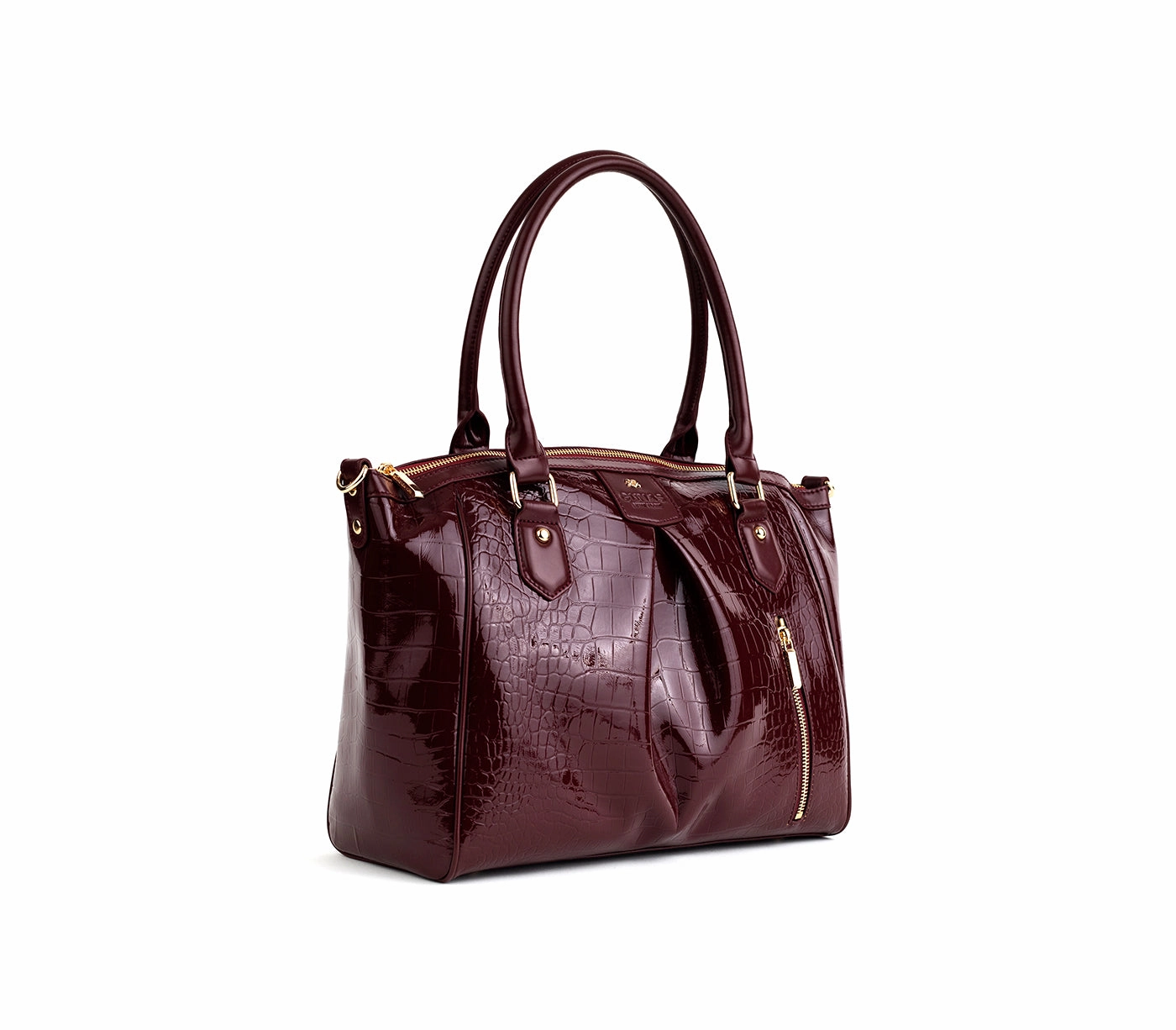 Gunas New York Madison Burgundy Croc Vegan Shoulder Bag
