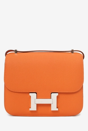 Hermes 2024 Orange Leather Mini Constance 18
