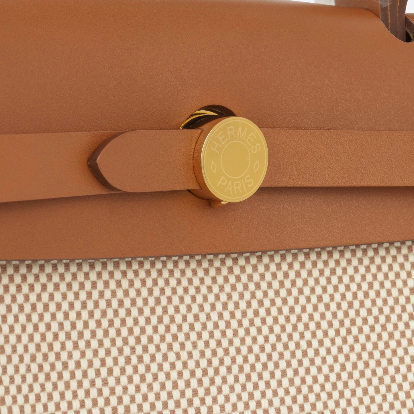 Hermes - Herbag 31 - Fauve/Ecru Quadrille Toille - Brand New - 2024