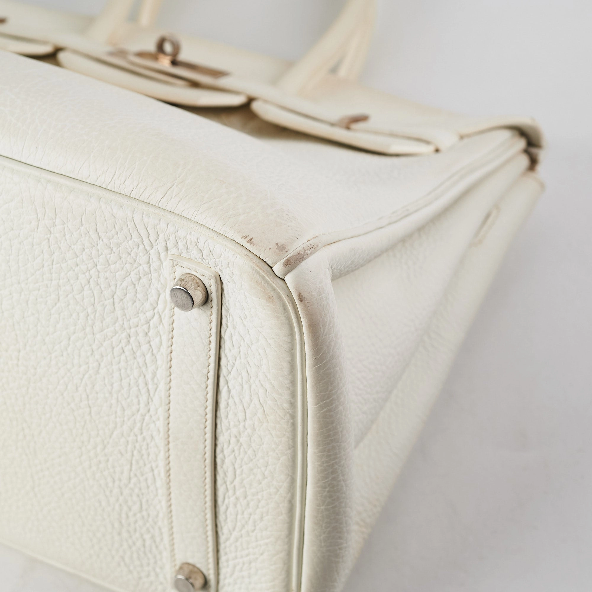 Hermes Birkin 35 Clemence White Stamp P Square (2012)