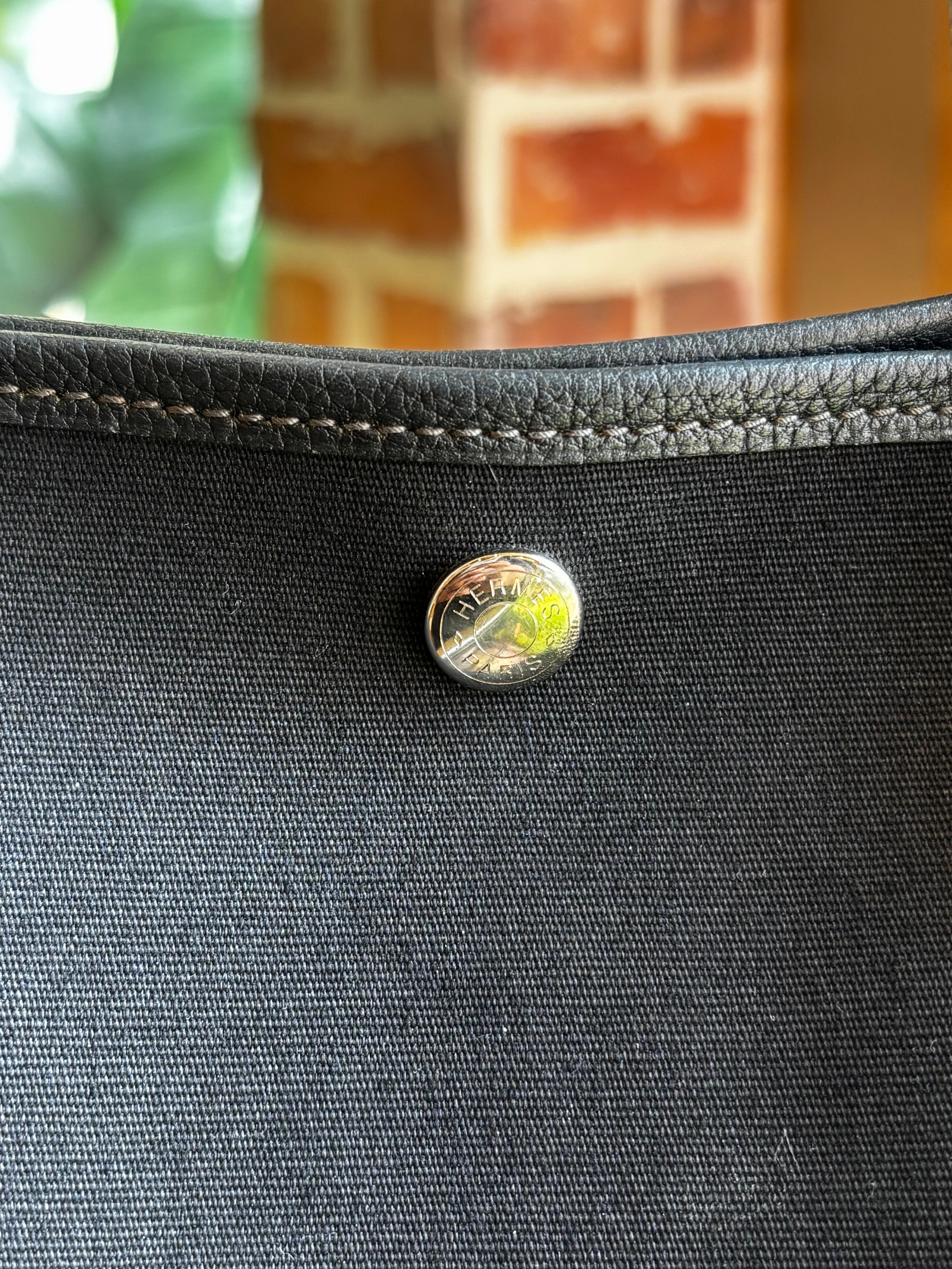 HERMES Black Canvas Garden Party 36