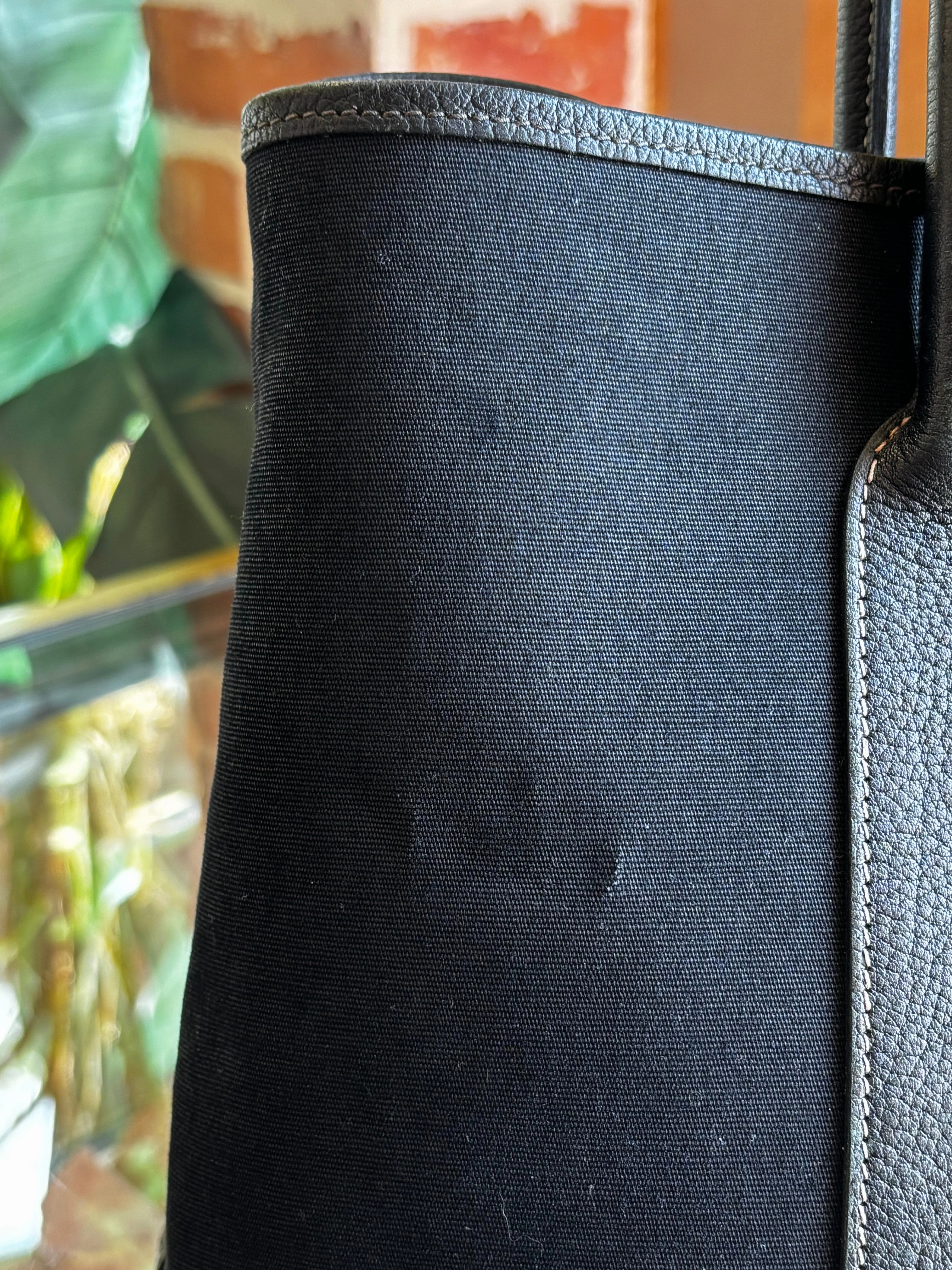 HERMES Black Canvas Garden Party 36