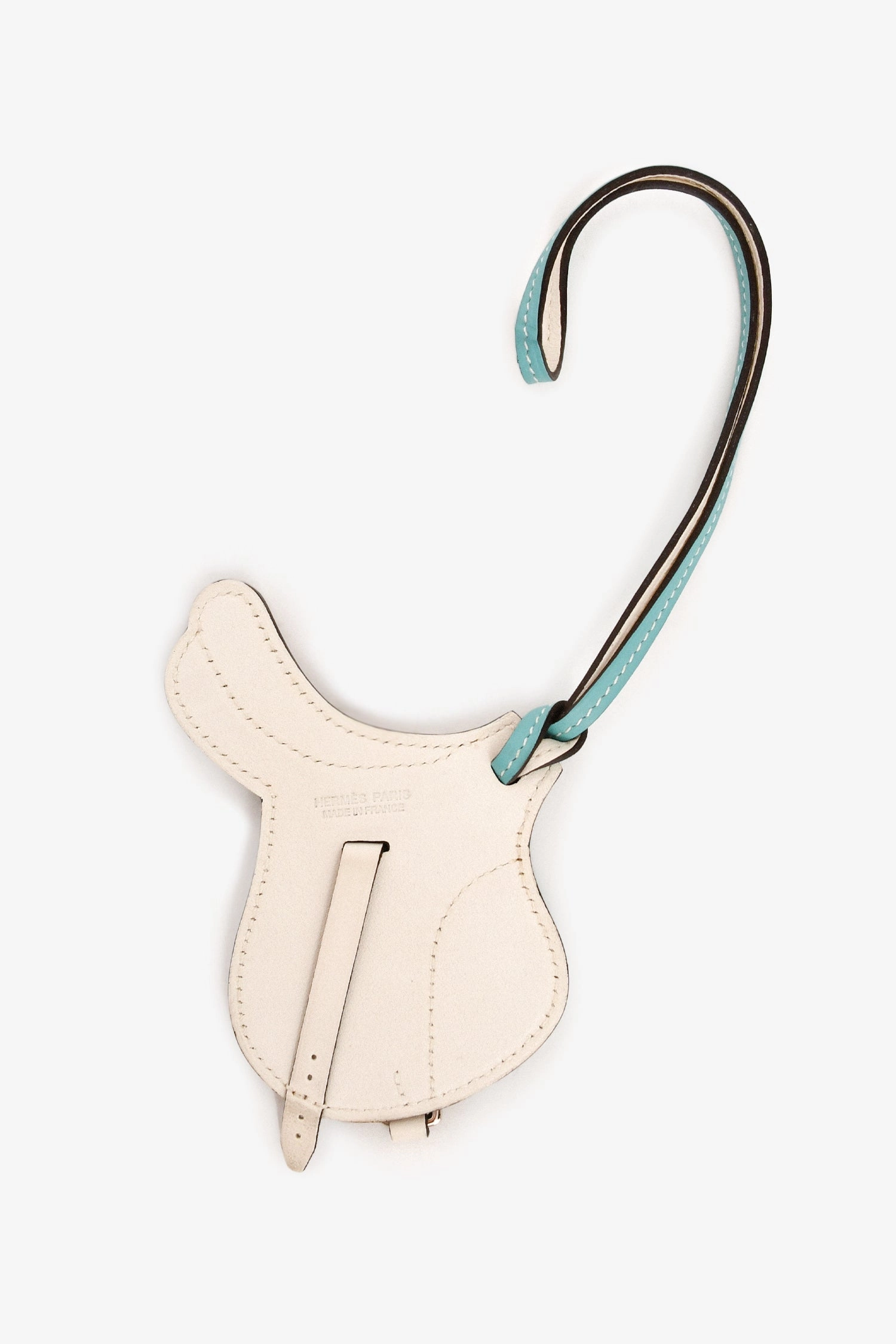 Hermes Blue/White Swift Leather Paddock Selle Saddle Bag Charm
