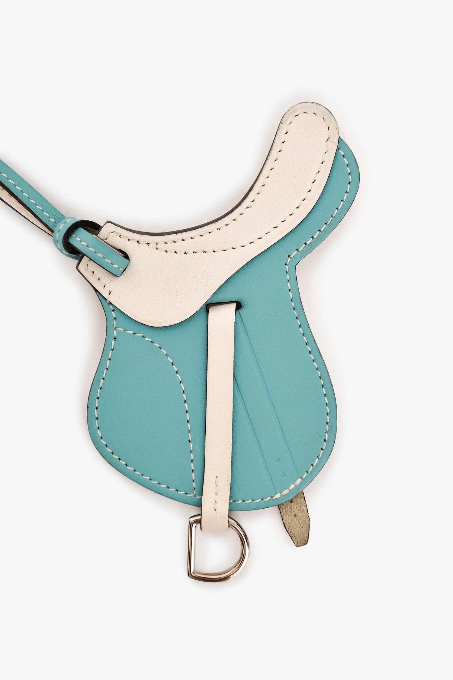 Hermes Blue/White Swift Leather Paddock Selle Saddle Bag Charm