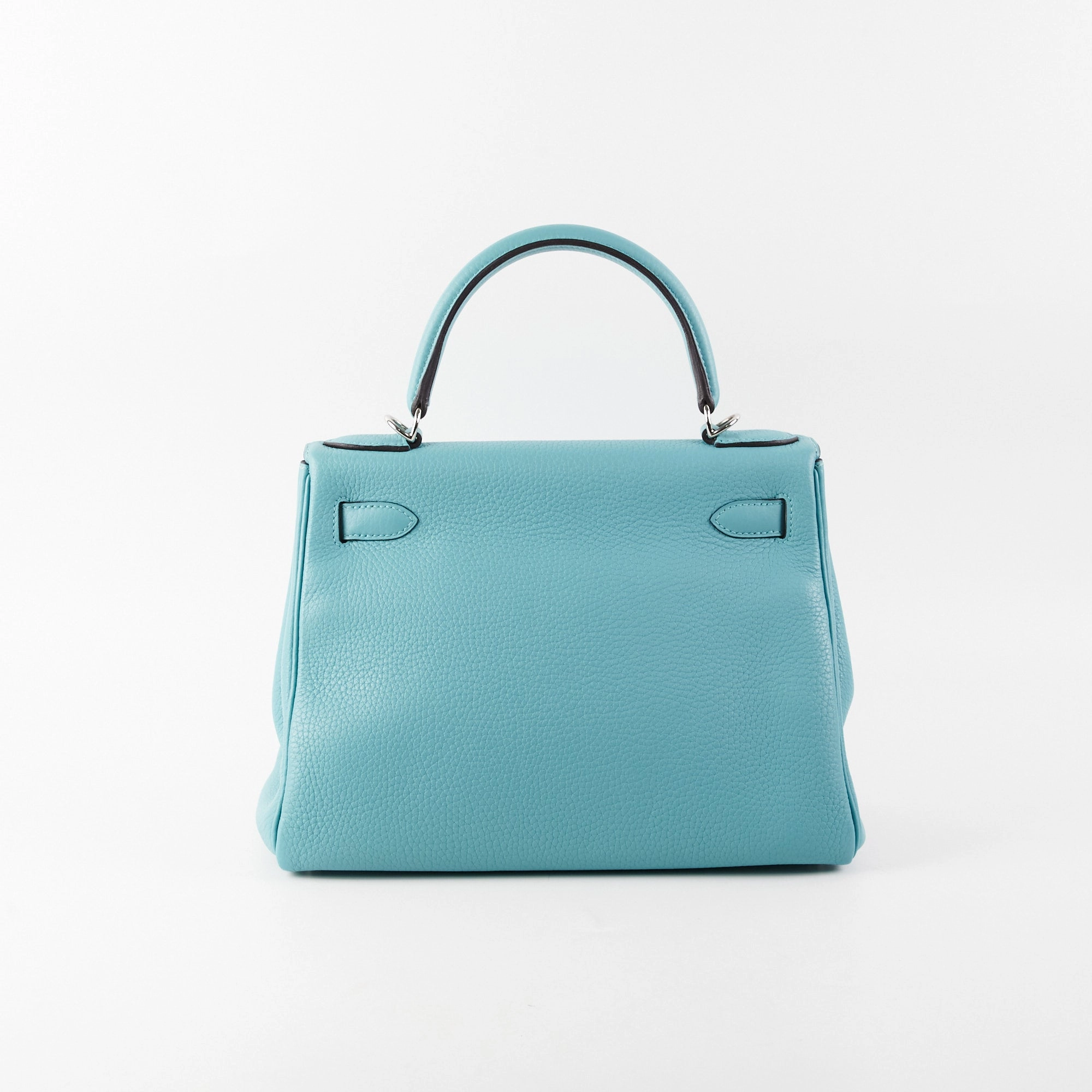 Hermes Kelly 28 Clemence Blue Atol