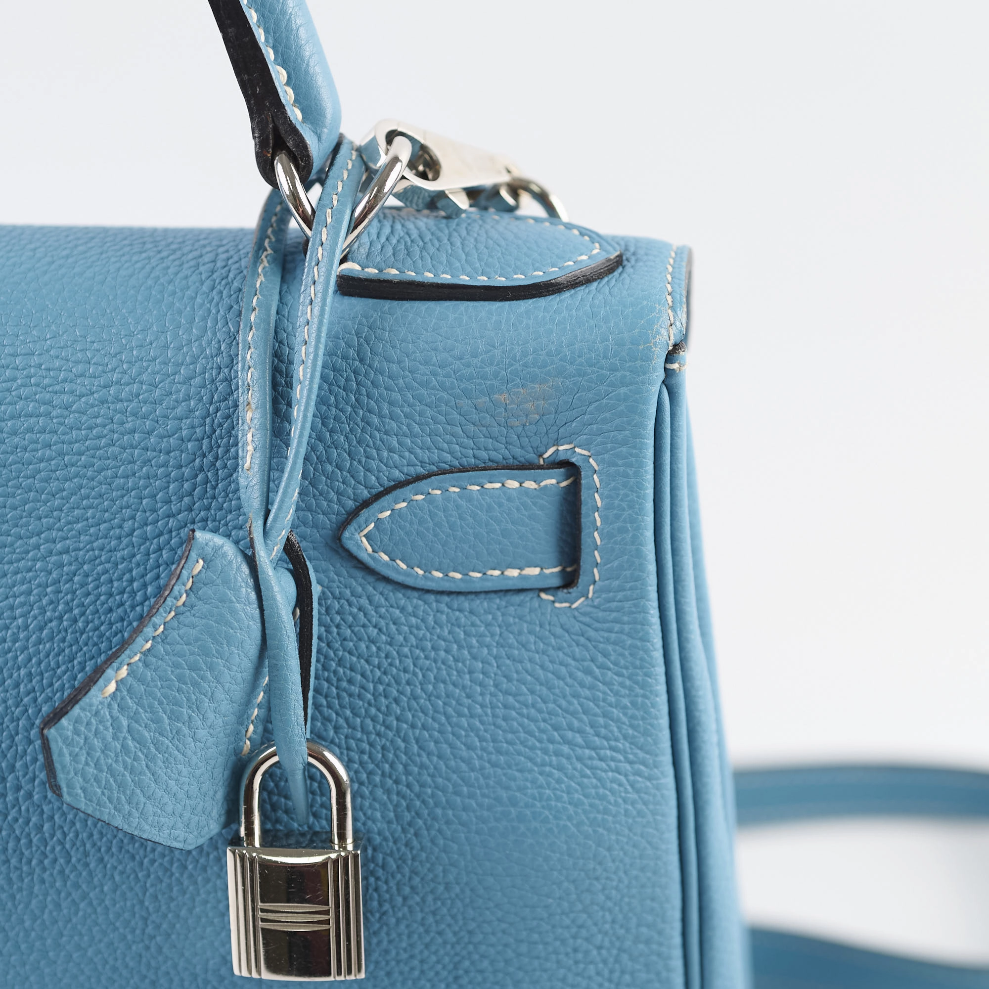 Hermes Kelly 28 Togo Leather Blue Jeans - G square (2003)