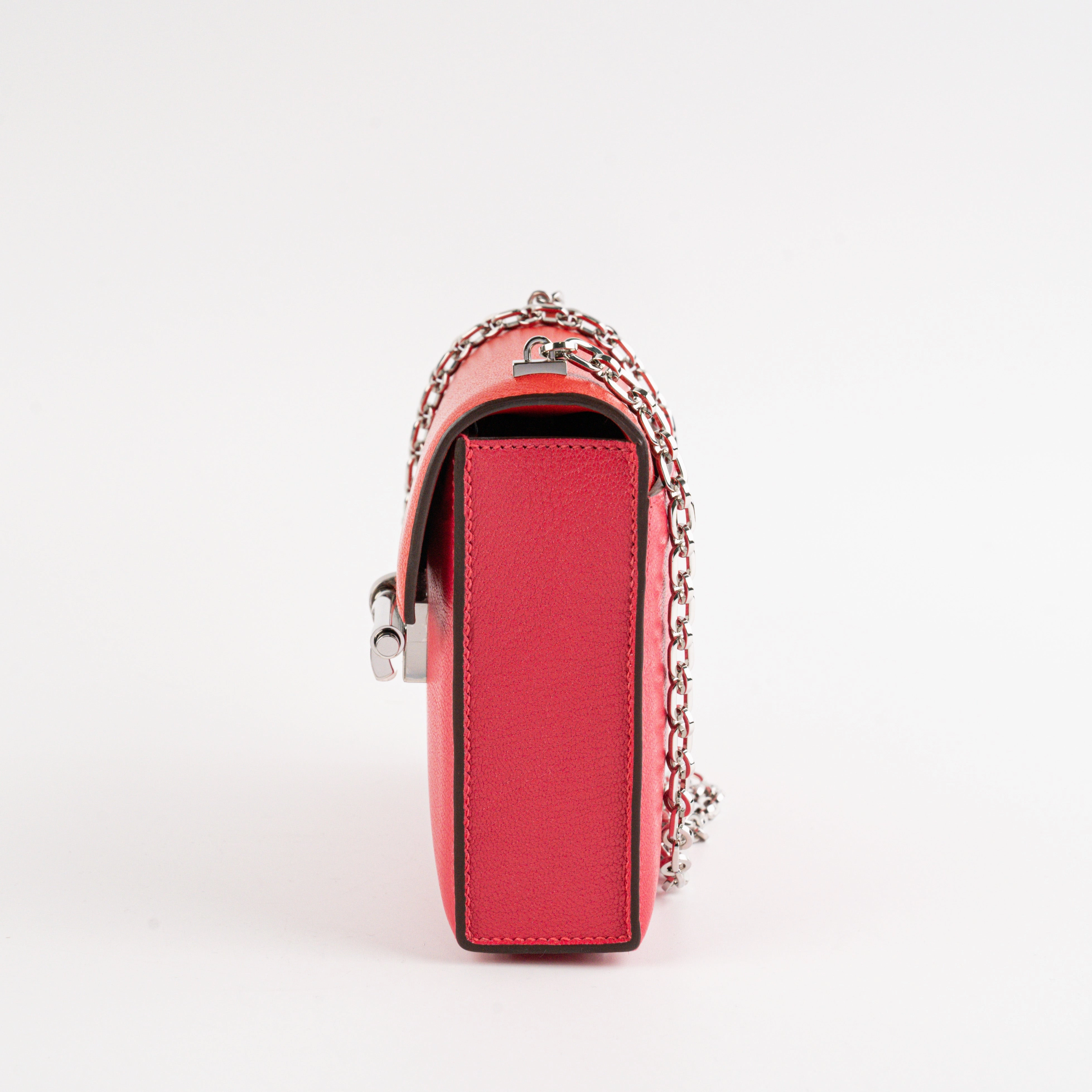 Hermes Mini Verrou Chainr Bag Red/Rose Mexico Y Stamp