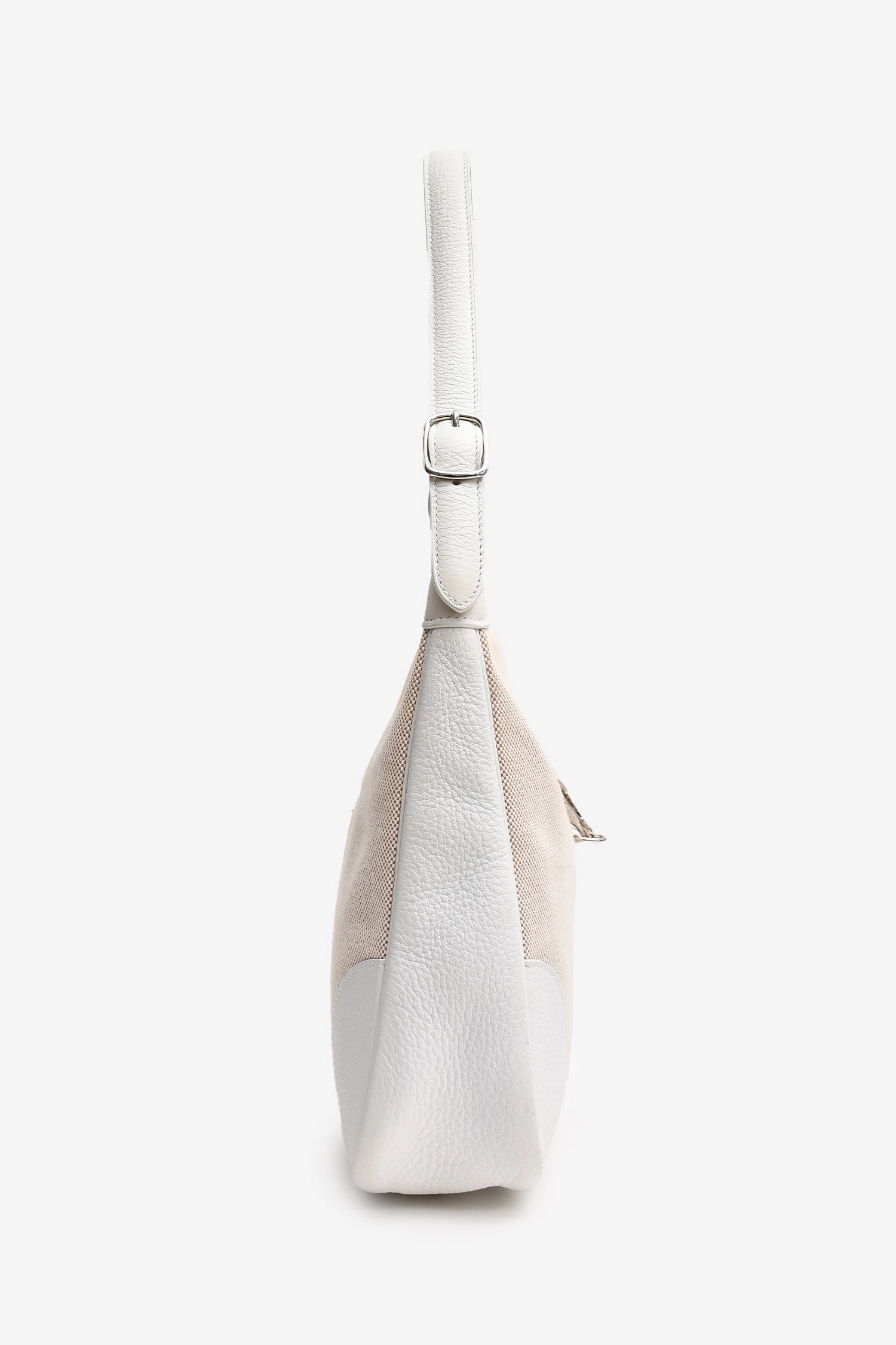 Herms 2002 Cream Canvas/Leather Trim Hobo Shoulder Bag