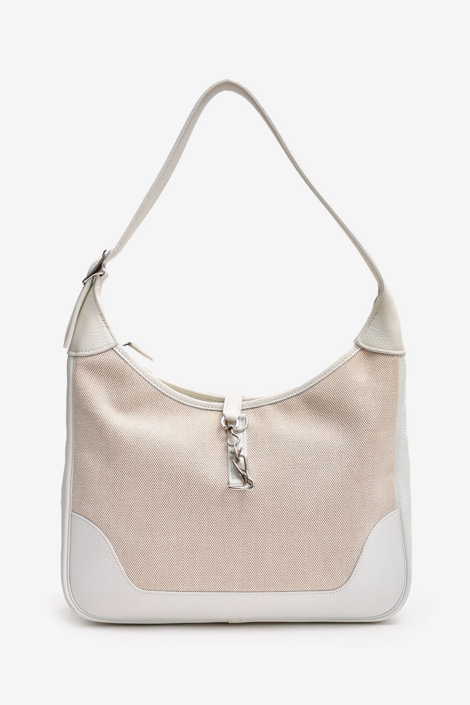 Herms 2002 Cream Canvas/Leather Trim Hobo Shoulder Bag