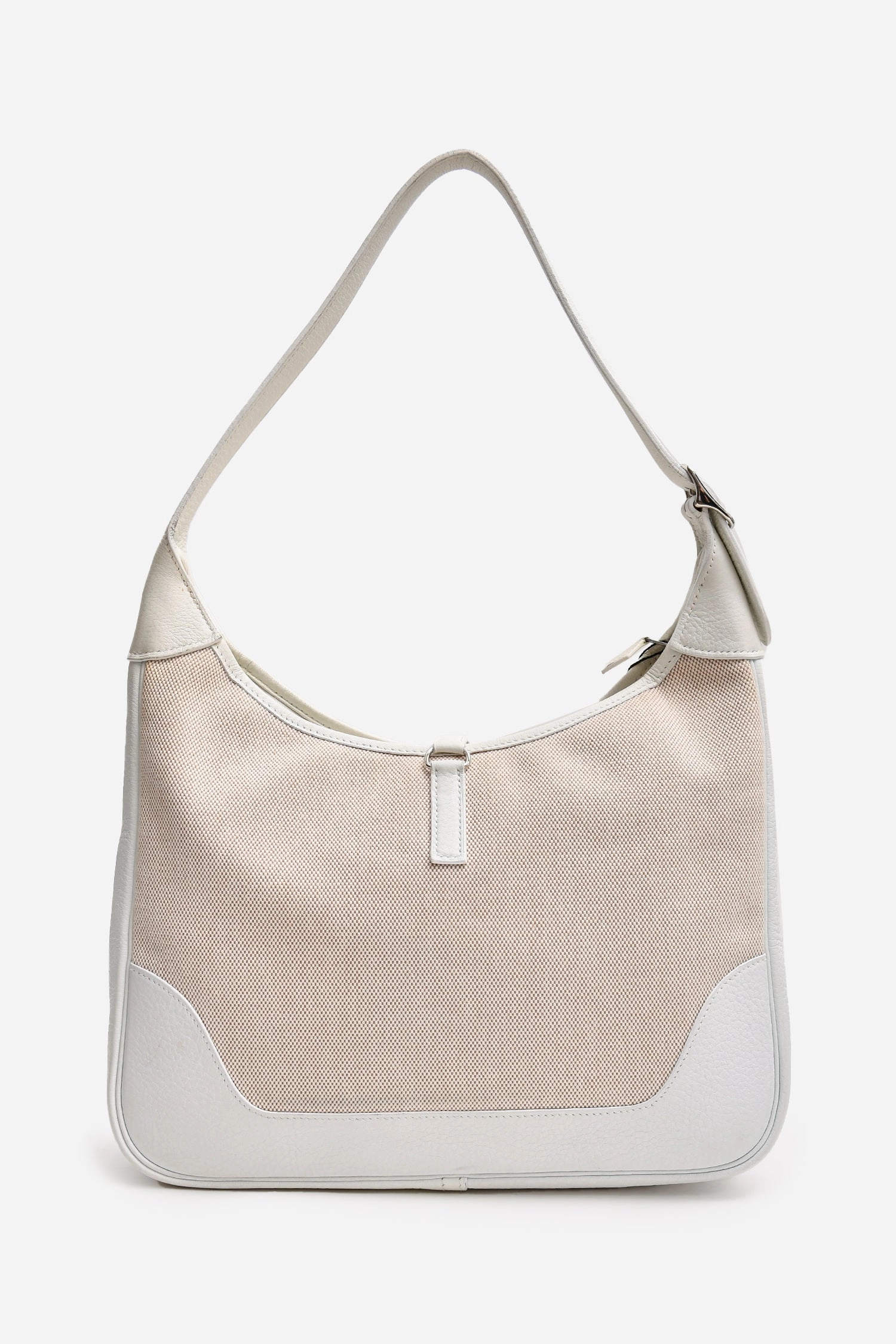 Herms 2002 Cream Canvas/Leather Trim Hobo Shoulder Bag