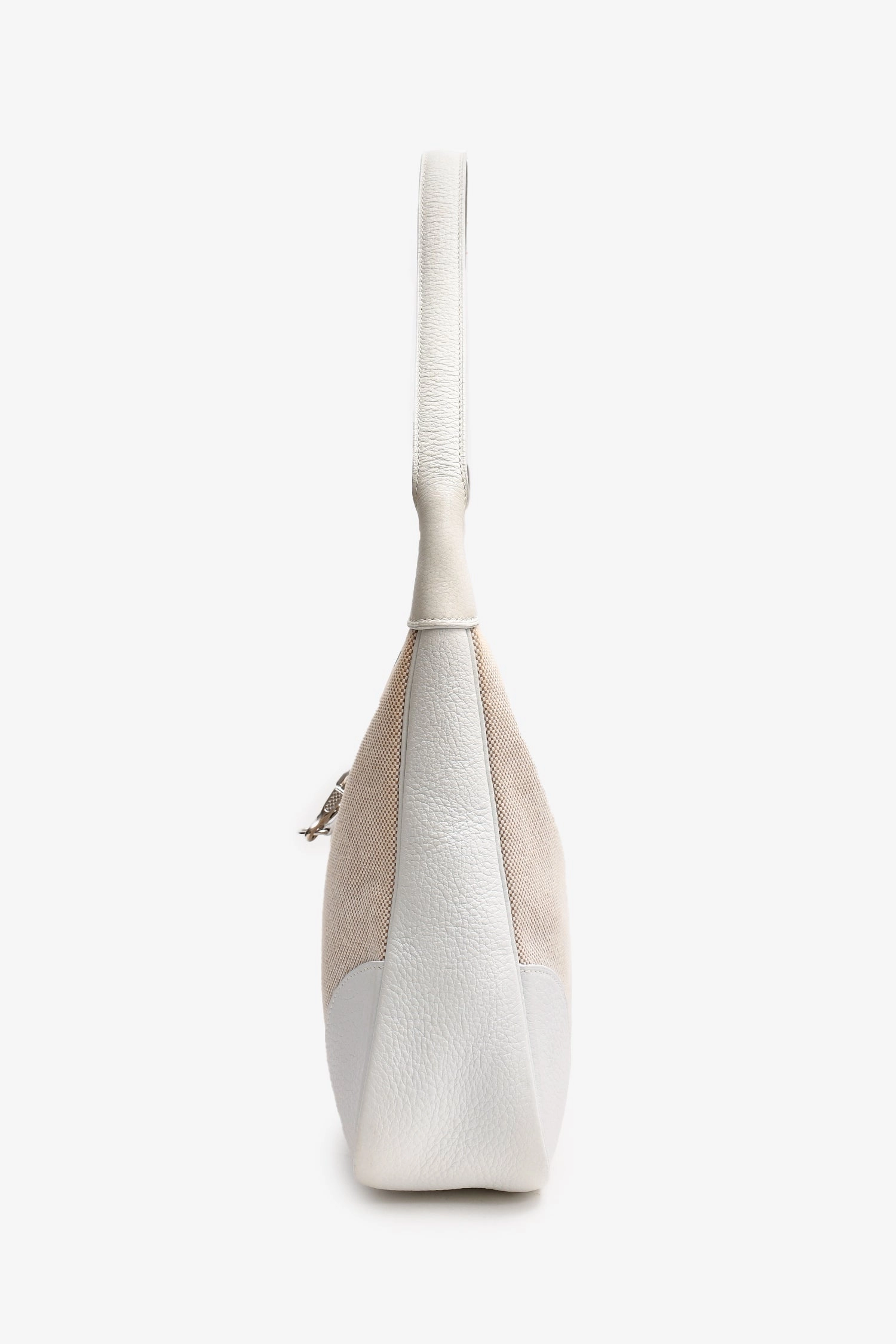 Herms 2002 Cream Canvas/Leather Trim Hobo Shoulder Bag