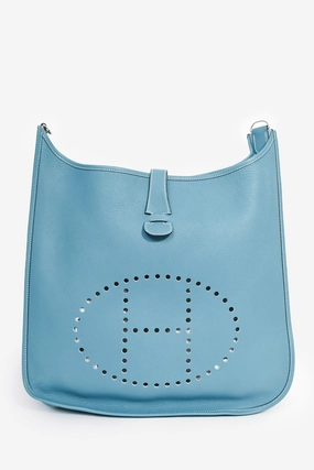 Herms 2007 Blue Jean Clemence Leather Evelyne 31